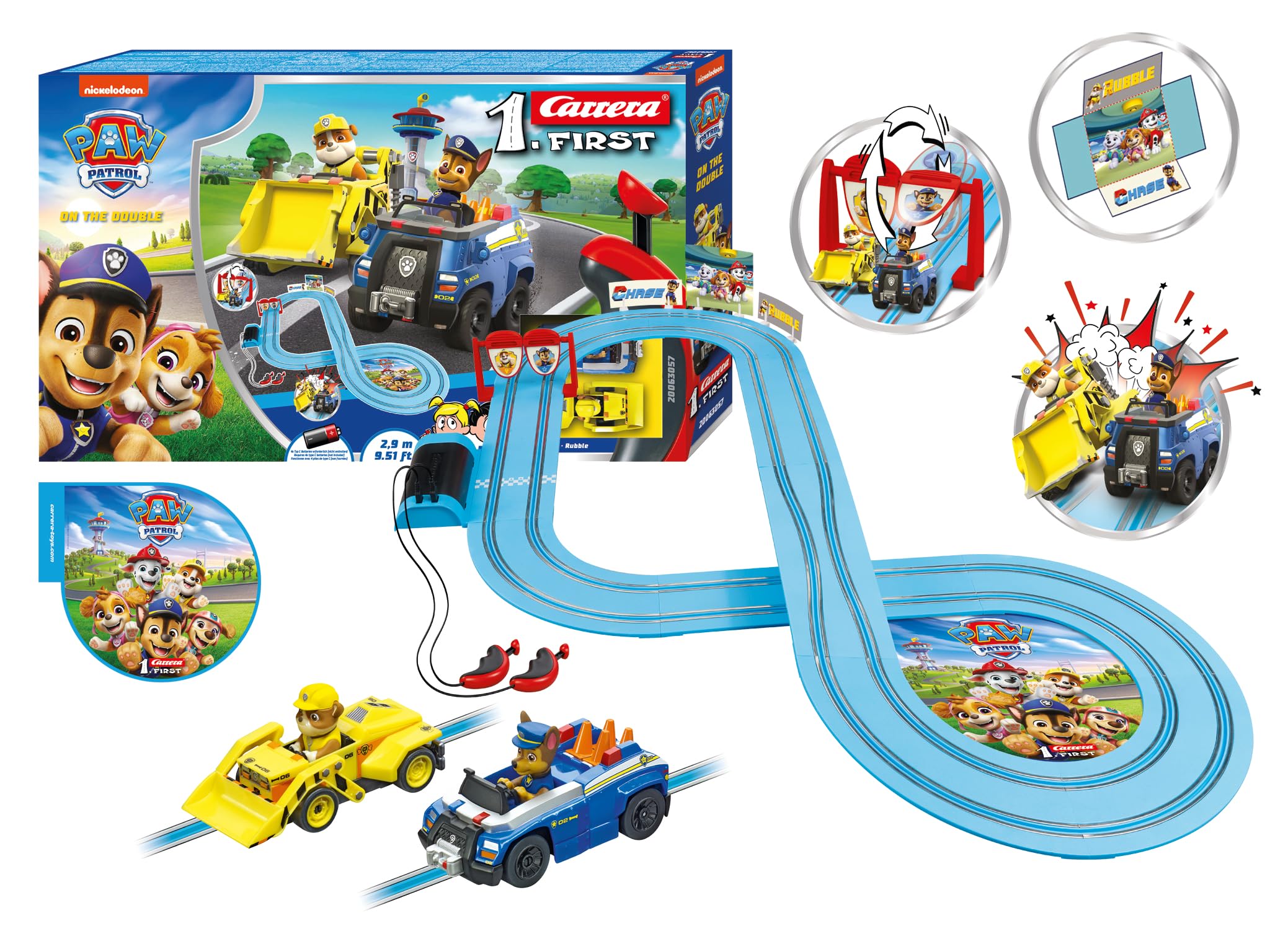 Carrera FIRST PAW Patrol - On The Double Slot Racing Track Set for Kids 1