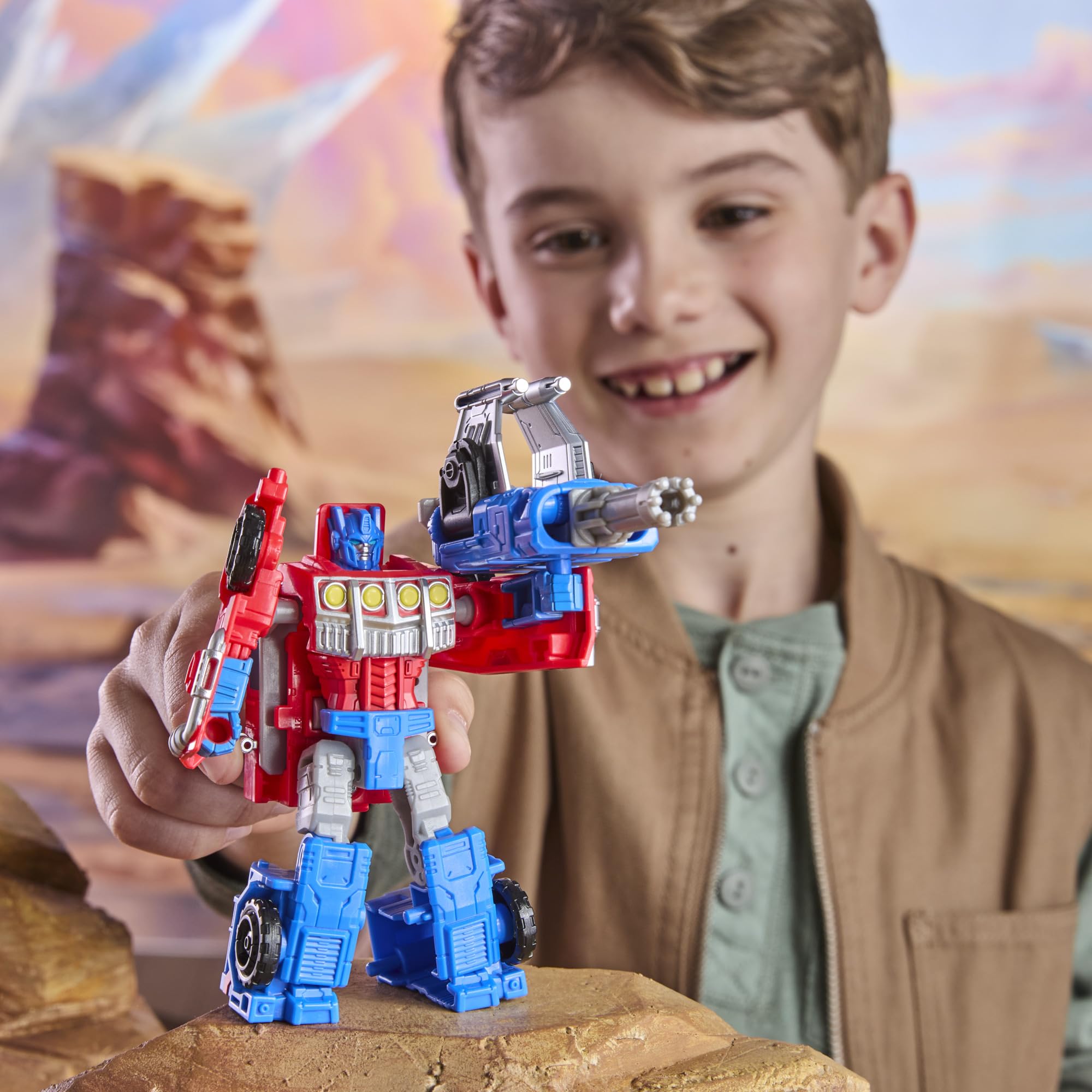 Transformers Optimus Prime Armored Cyber Changers Action Figure | 2-Step Conversion | 4-Inch 3
