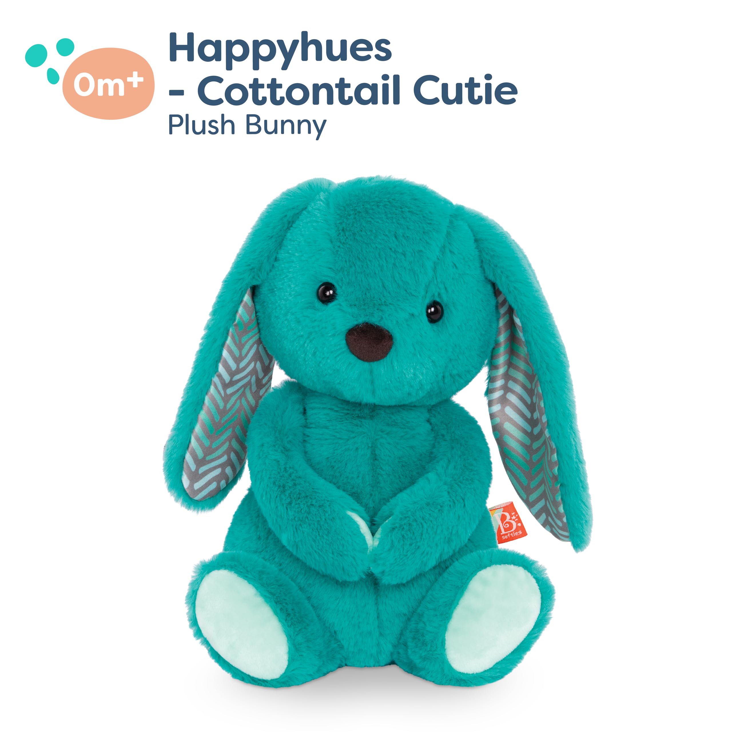 B. toys Plush Bunny - Super Soft Stuffed Animal | Teal | 31 cm | Ages 0 Months+ 5