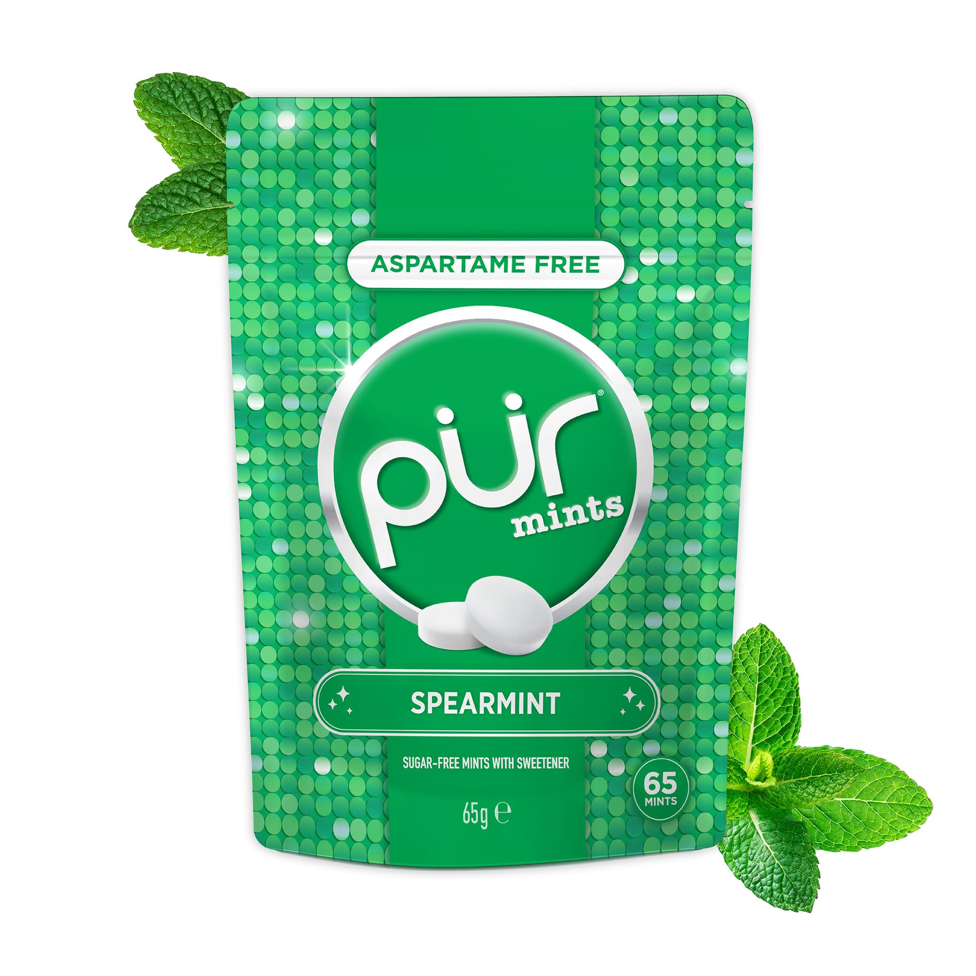 PUR Mints Spearmint - Sugar Free, Aspartame Free, Xylitol Sweetened | 65 Count 1
