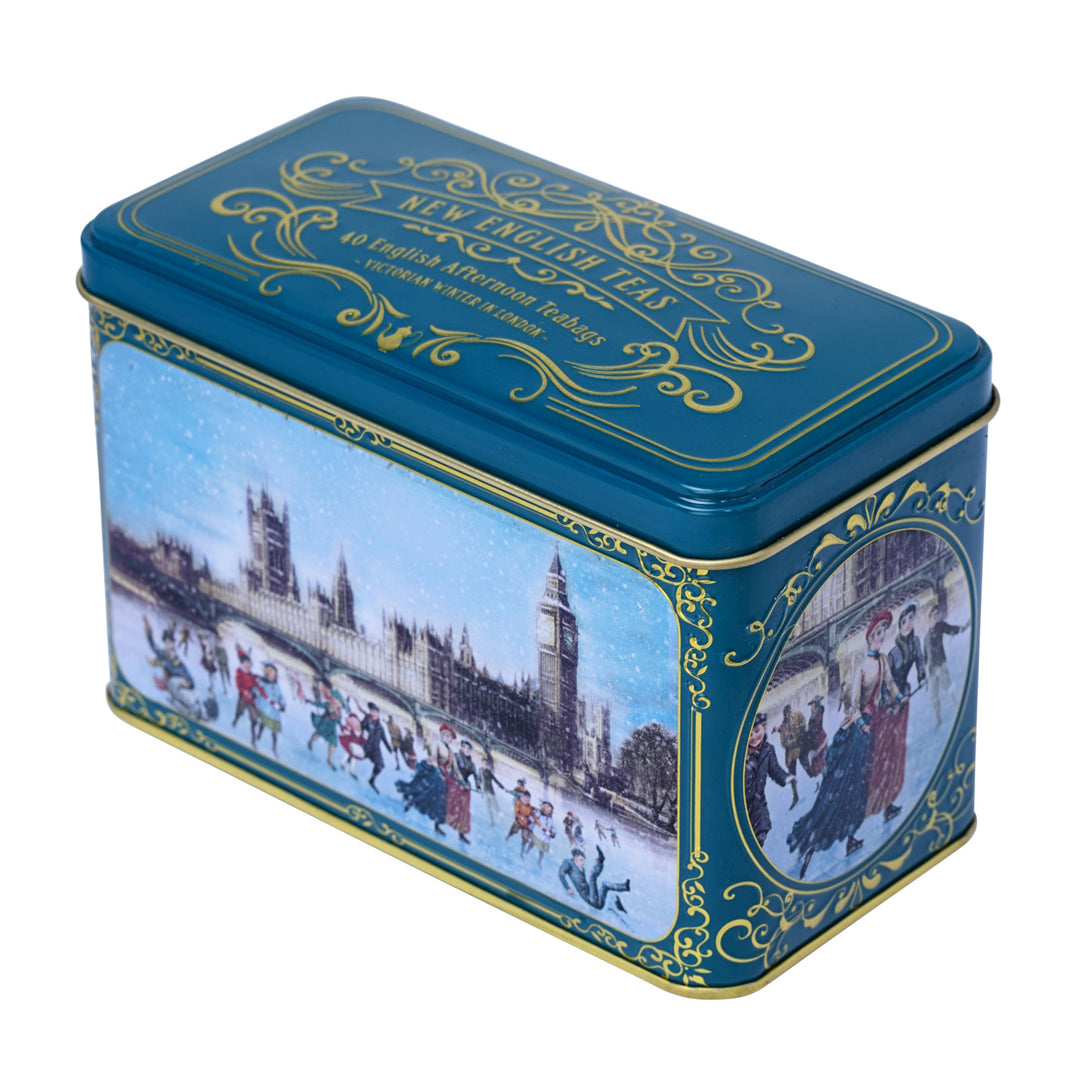 New English Teas Victorian Skaters Christmas Tea Tin - Afternoon Tea Blend, 80g (40 Tea Bags)