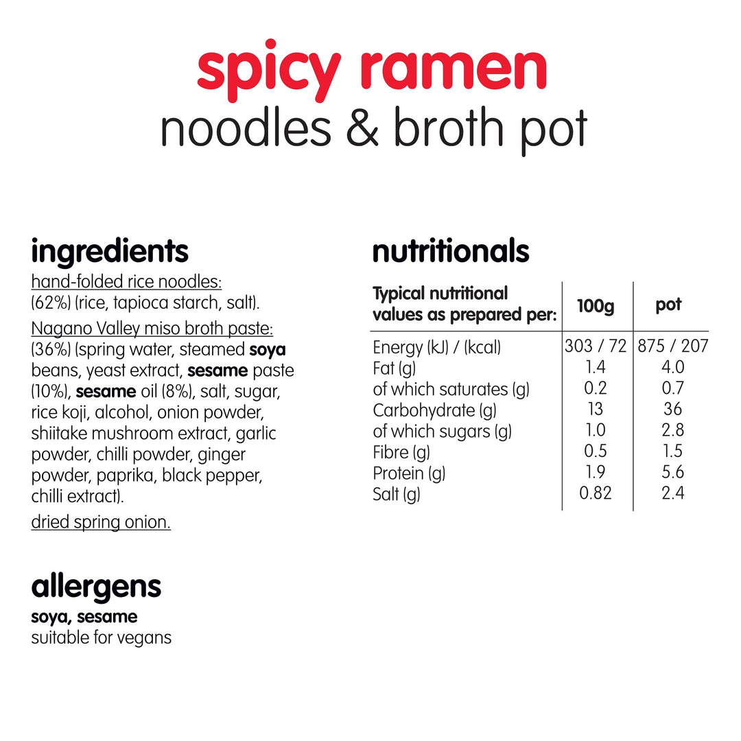 Itsu Spicy Chickn Instant Noodles & Broth Pot 64g - Pack of 6 | Gluten Free | Vegan | Quick 5-Minute Meal