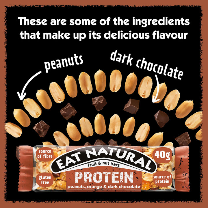 Eat Natural - Protein Peanuts, Orange & Dark Chocolate Fruit & Nut Bars (3 x 4)