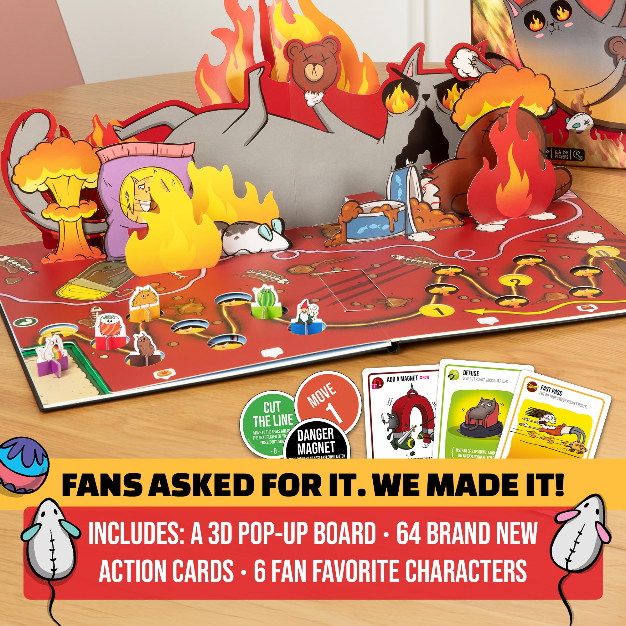 Exploding Kittens Anniversary Edition Board Game - Pop-Up Board | 2-6 Players Ages 7+ 2