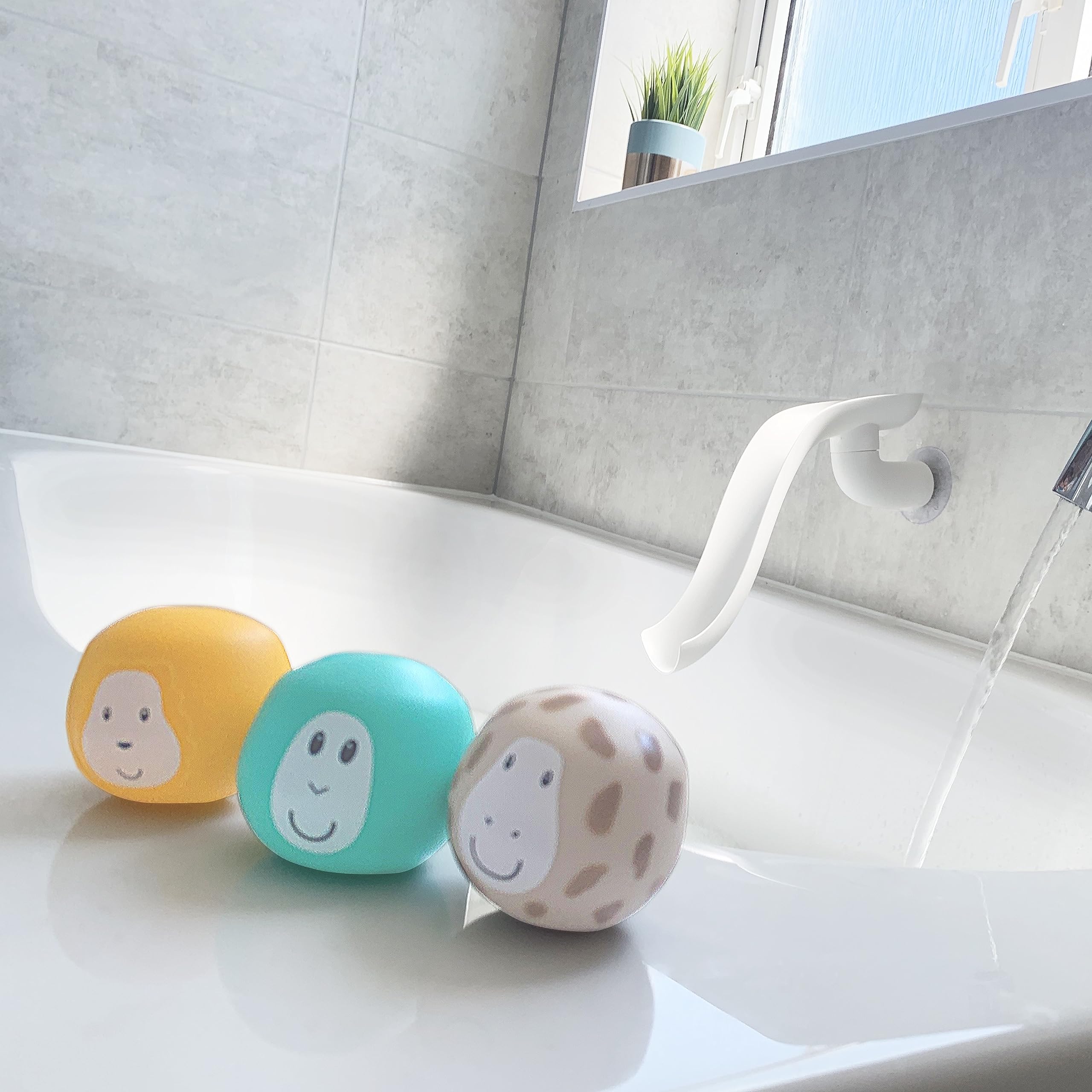 Matchstick Monkey Bathtime Slide Set - Antimicrobial Baby Bath Toy with 3 Animal Rocks, 12 Months+ 5