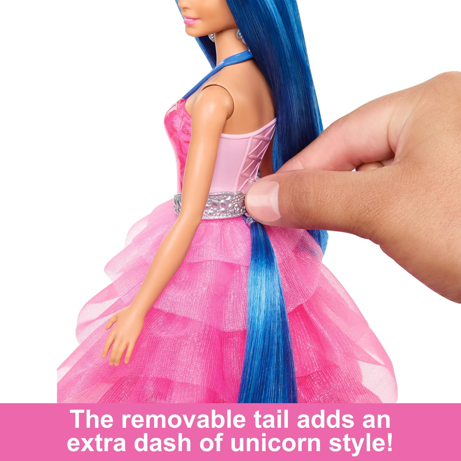 Barbie Unicorn Toy - 65th Anniversary Alicorn Doll with Blue Hair & Pink Gown 6