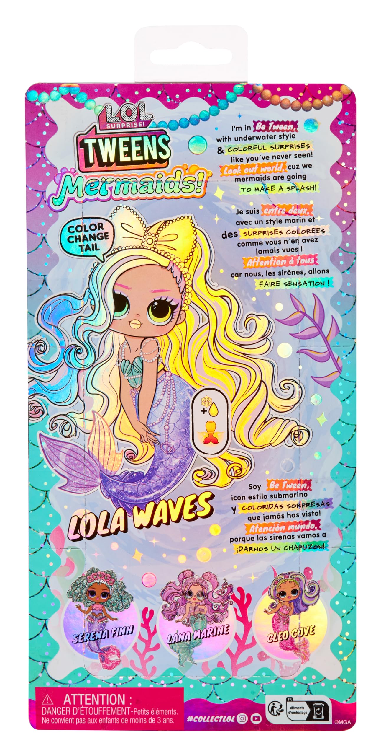 LOL Surprise! Tweens Mermaid Lola Waves – Modepuppe mit farbwechselndem Schwanz, beweglicher Flosse und Zubehör 7
