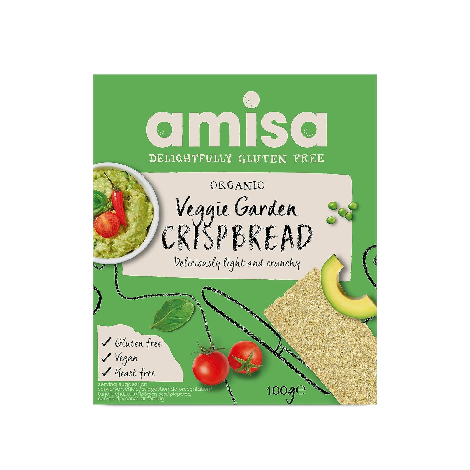 Amisa Bio Veggie Garden Knäckebrot Glutenfrei, 100g