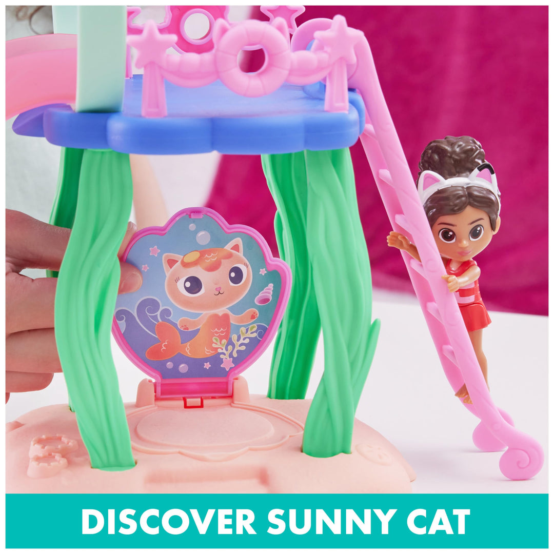 Gabby’s Dollhouse, Purr-ific Pool Playset with Gabby and MerCat Figures, Colour-Changing Mermaid Tails and Pool Accessories Kids’ Toys for Ages 3 and Up