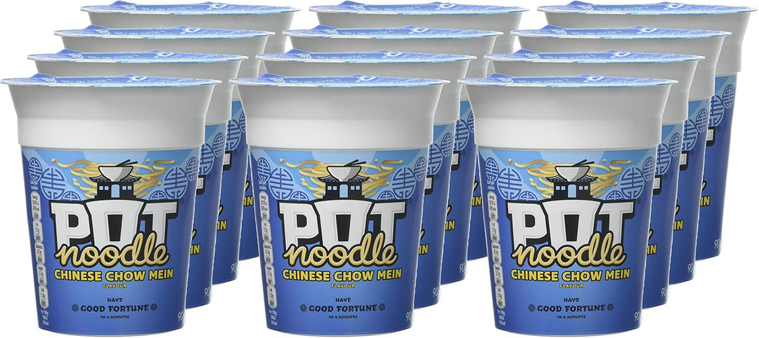 Pot Noodle Chinese Chow Mein Vegetarian Instant Noodles 12 x 90 g