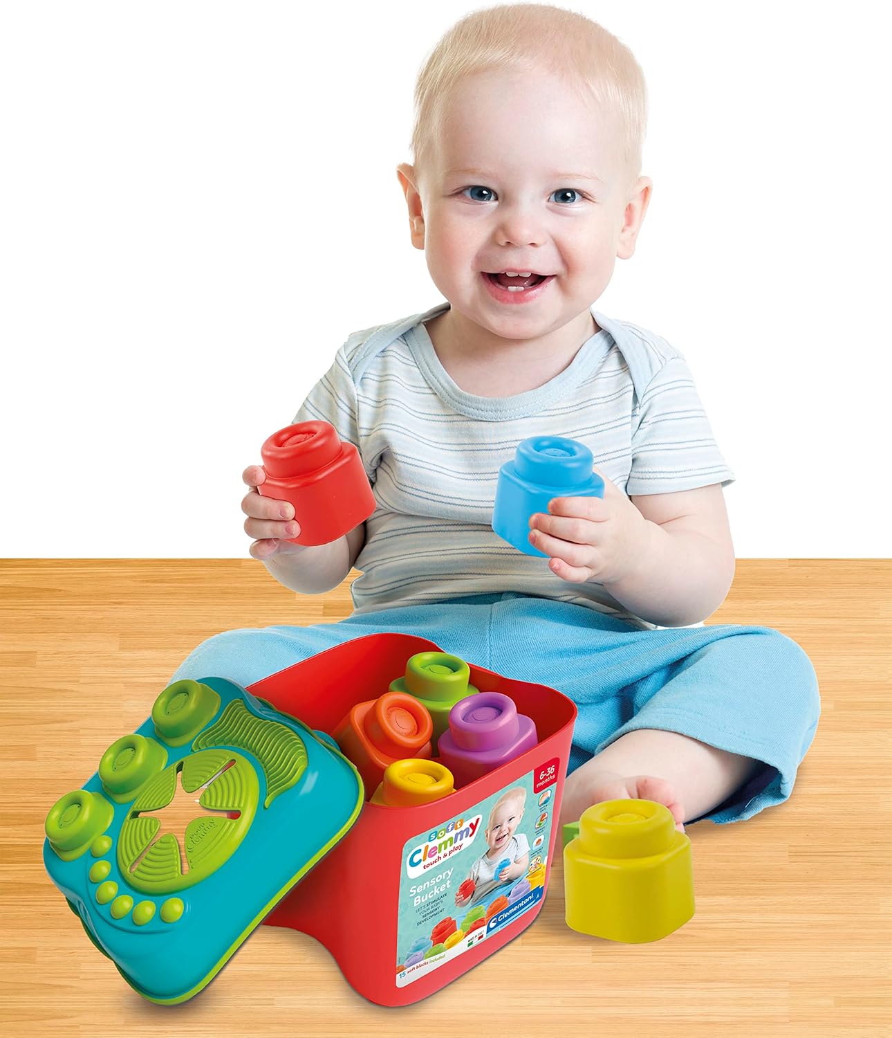 Clementoni 17807 Sensory Bucket - Soft Building Blocks for 6 Months+ 4