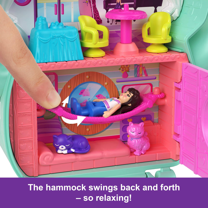 Polly Pocket Set Sail Kitty Compact Playset - Micro Doll with 10 Accessories & 2 Pet Cats, Ages 4+