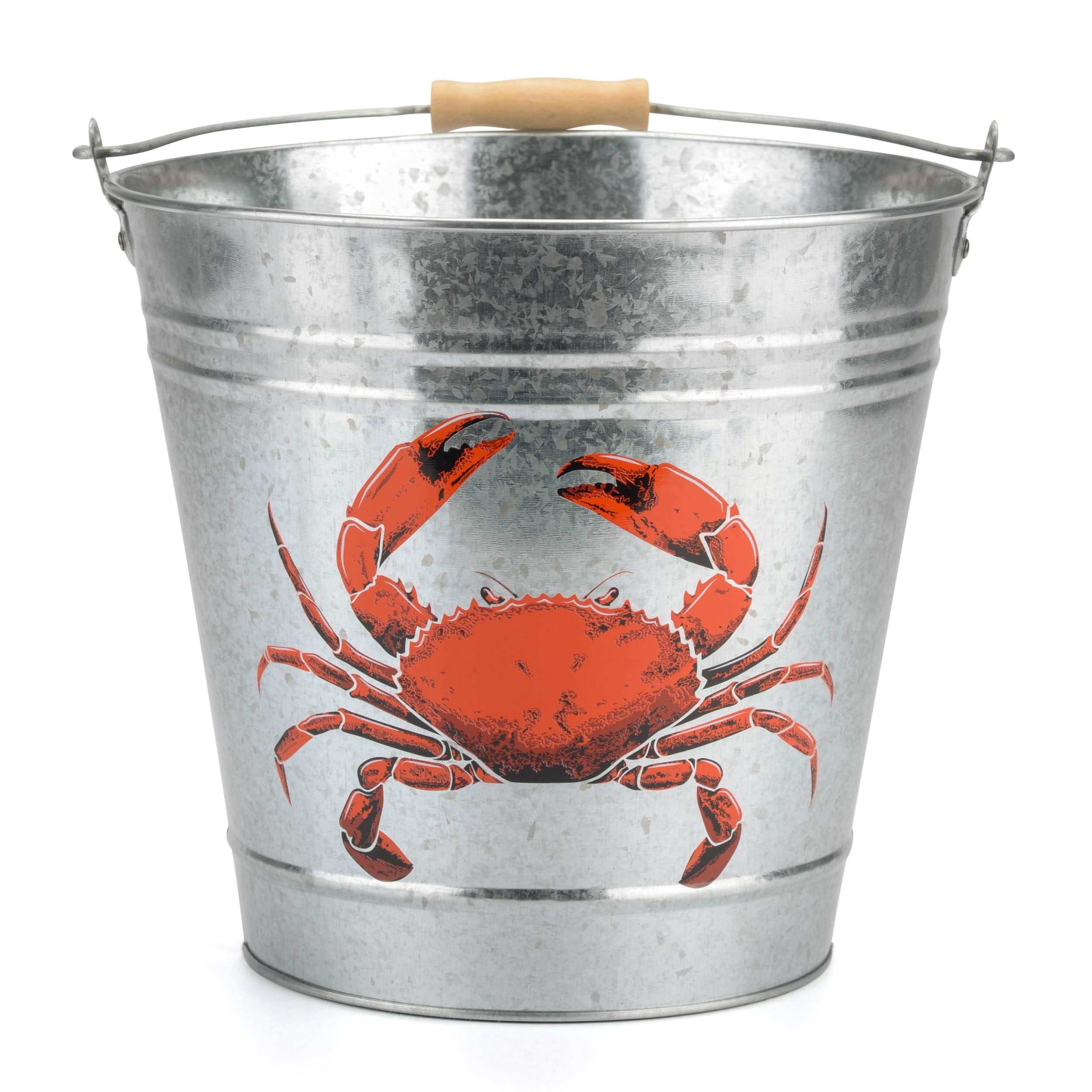 Yello Metal Crab Bucket - 6L Capacity | Galvanised Steel | Wooden Handle | BU1308