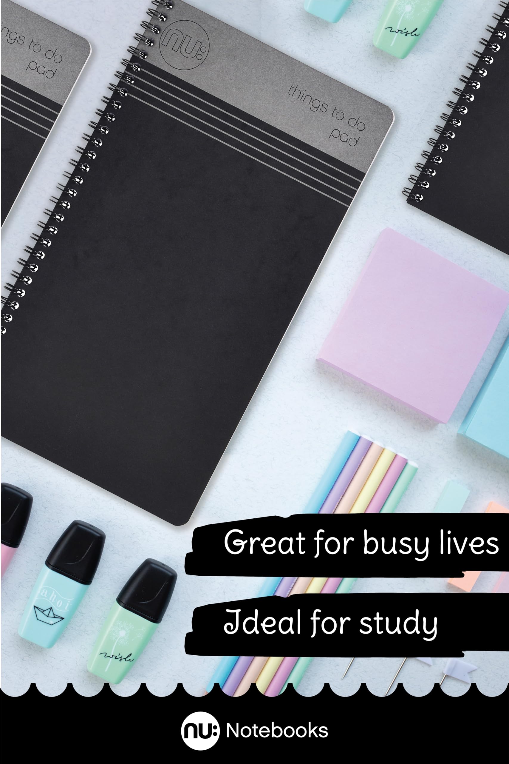 nu: Craze Things to Do Pad Wirebound Notebook - To Do List Ruling, FSC Paper, Pack of 3 5