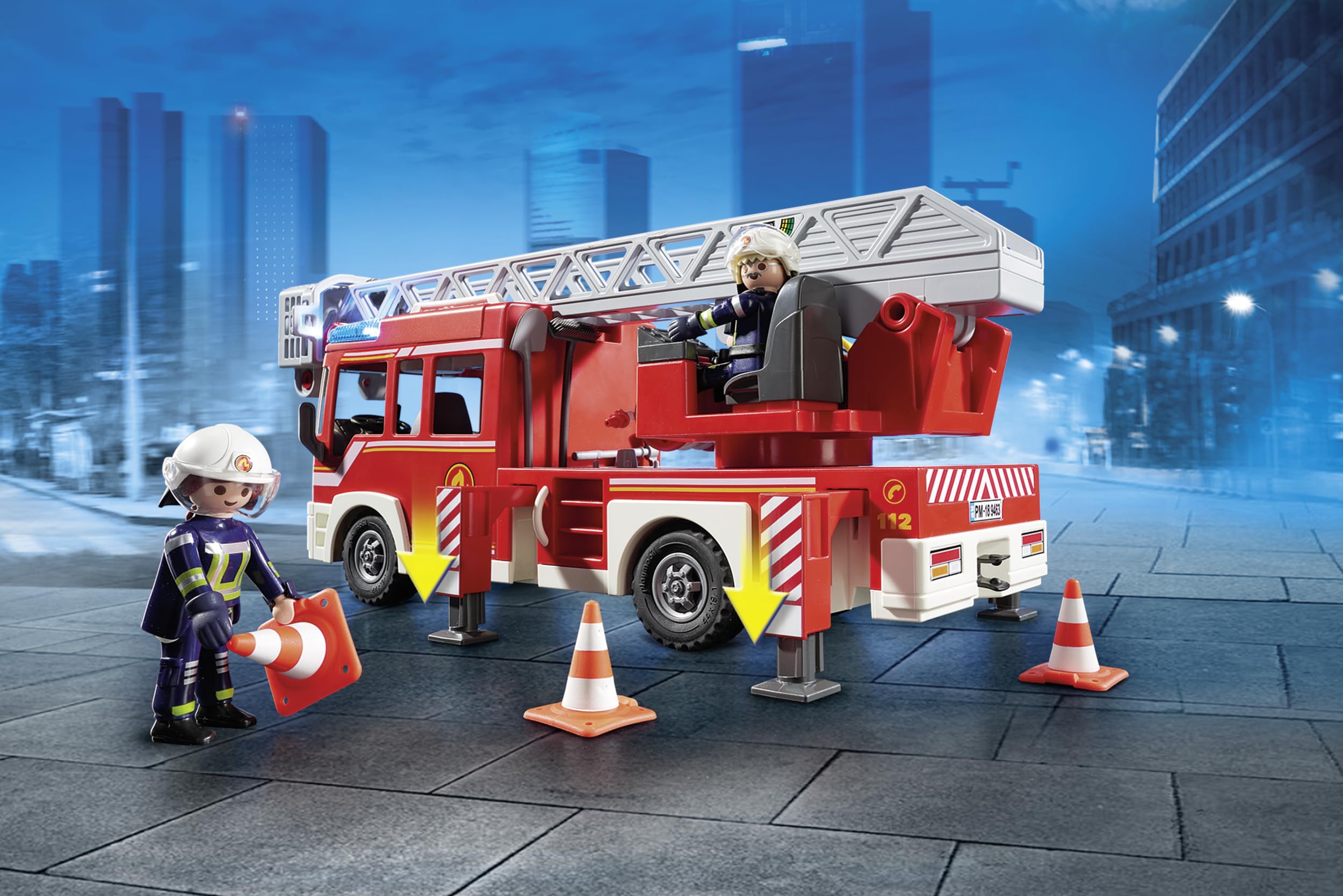 Playmobil City Action 9463 Fire Ladder Unit with Lights, Sounds & Water Pump | Ages 4+ 6