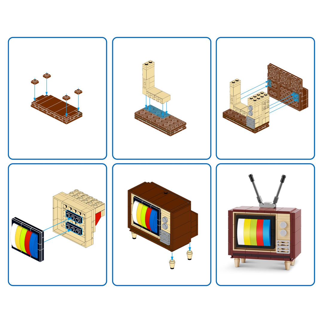MAX Premium Retro Building Bricks - Television Model 83185H Building Set for Ages 3+