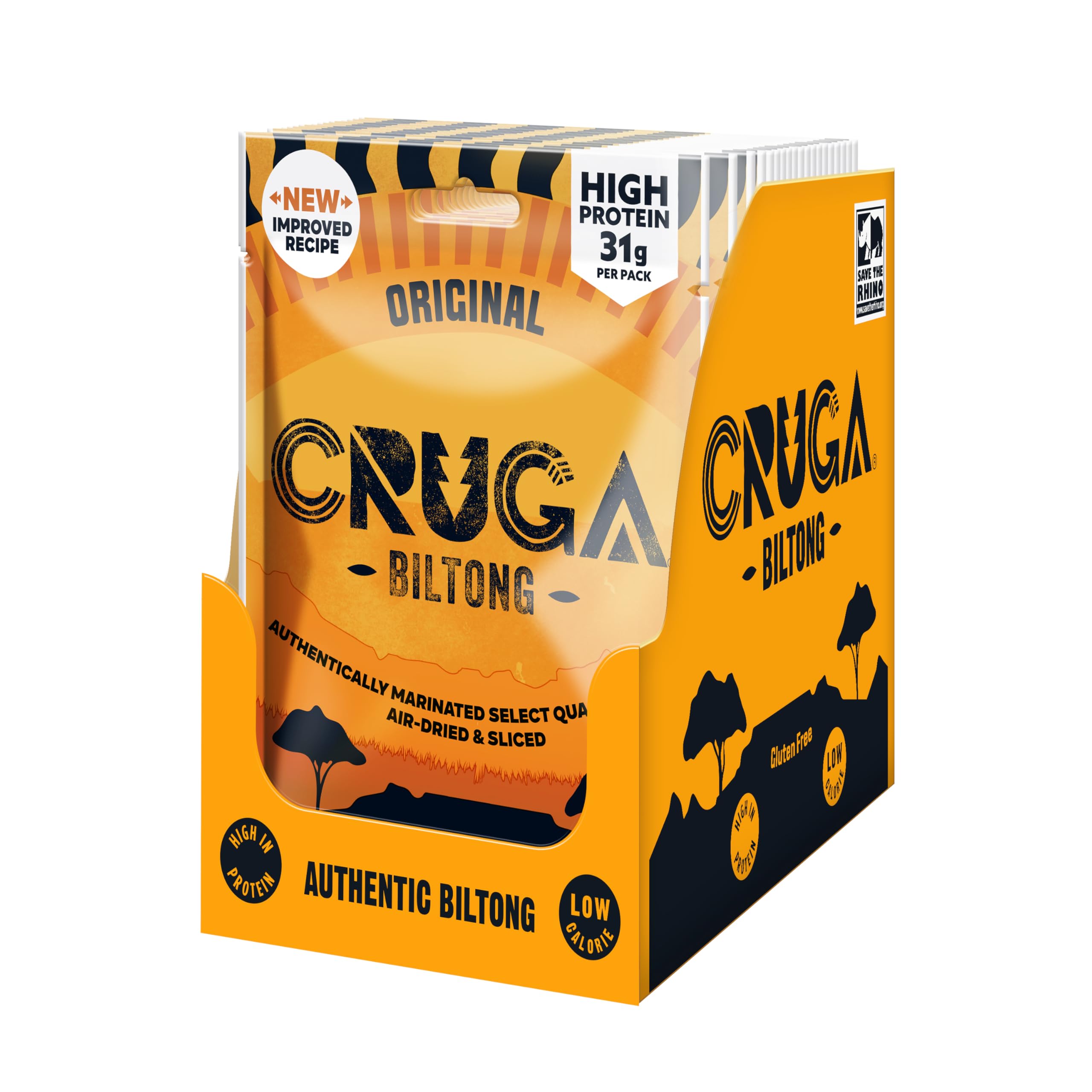 Cruga Original Beef Biltong - High Protein, Gluten Free, Low Sugar Snack | 60g 1