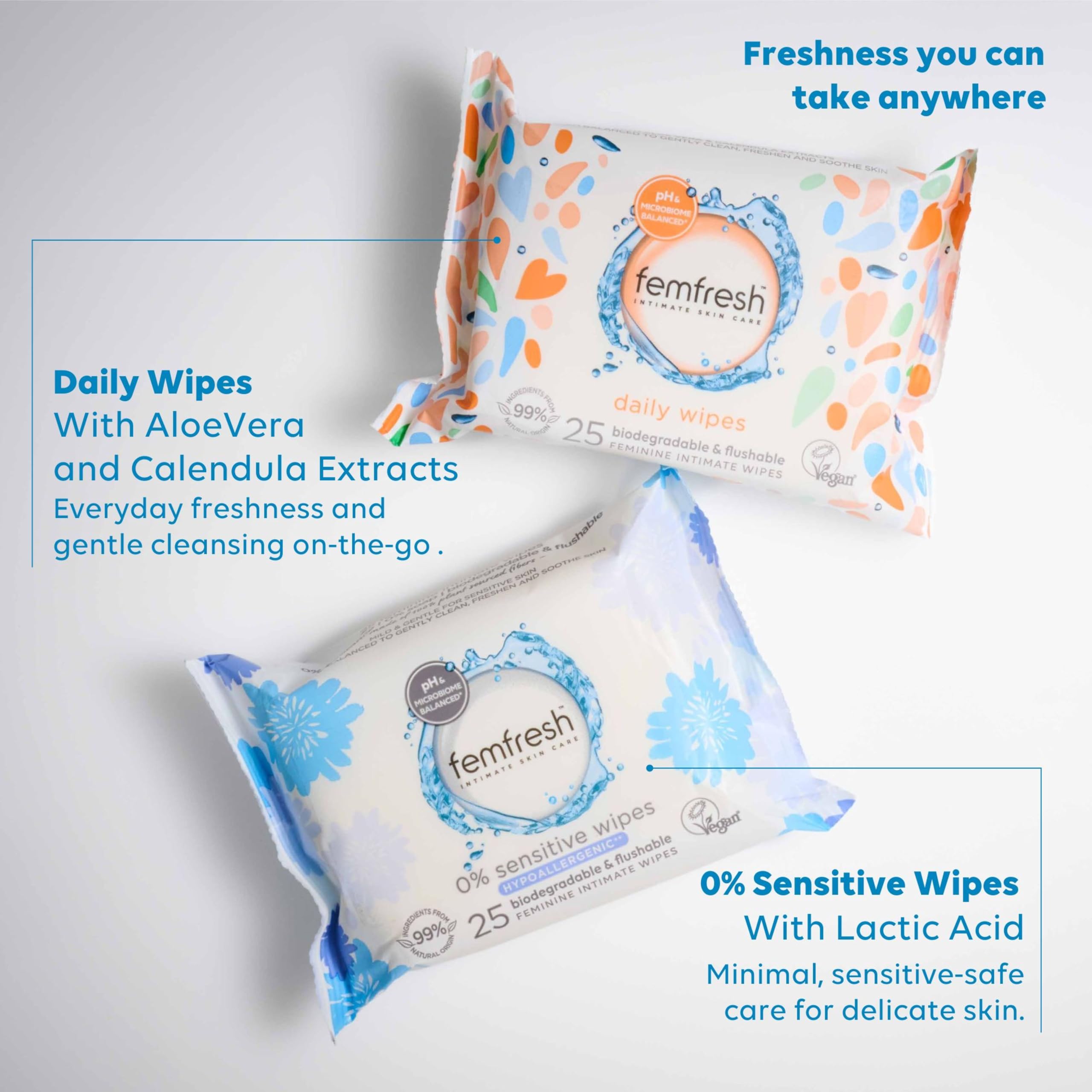 Femfresh 0% Sensitive Intimate Wipes - Gentle pH Balanced Feminine Wipes for Sensitive Skin | Unscented 8