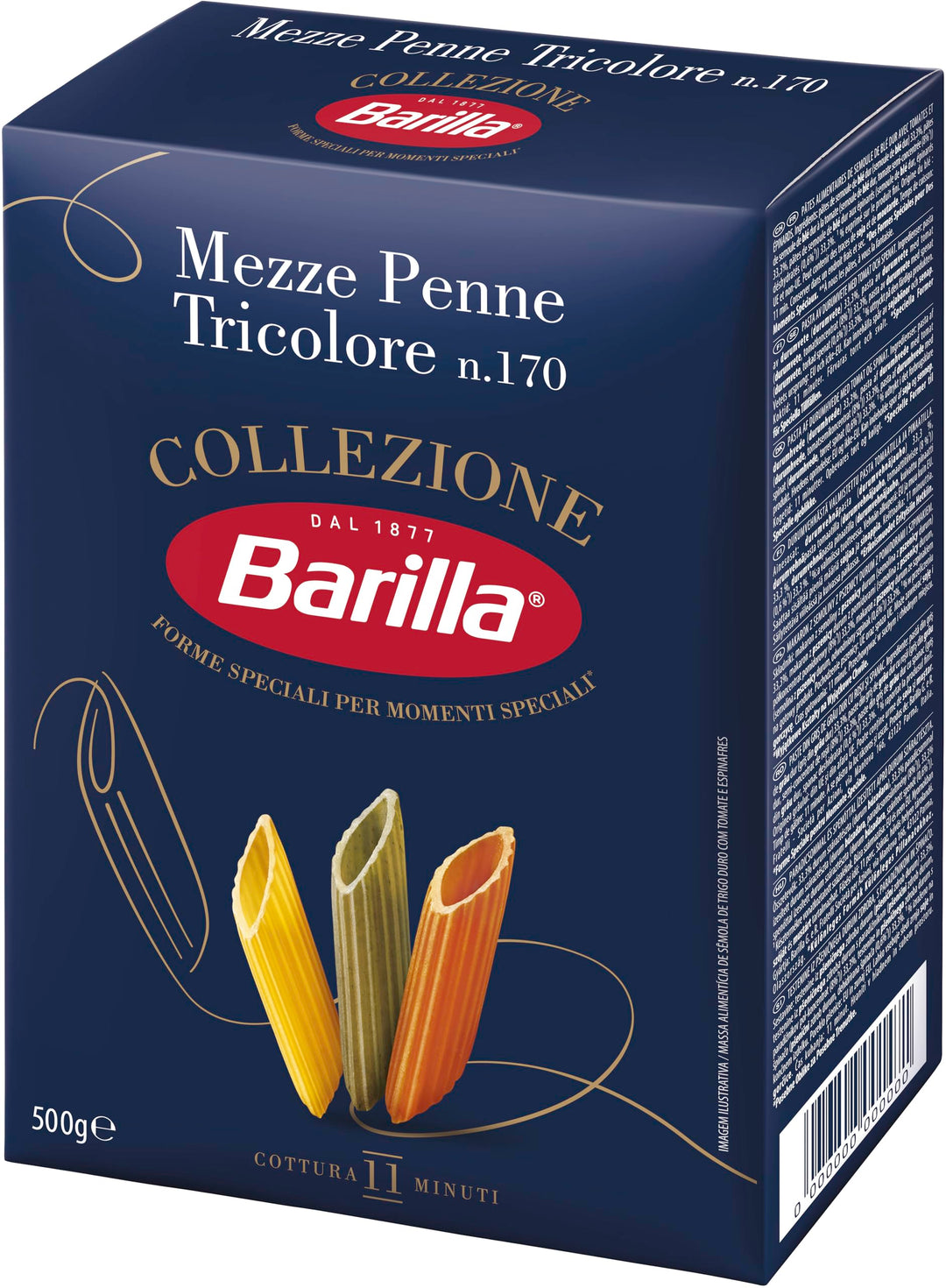 Barilla Mezze Penne Tricolore – Authentic Italian Pasta Made with Durum Wheat Semolina