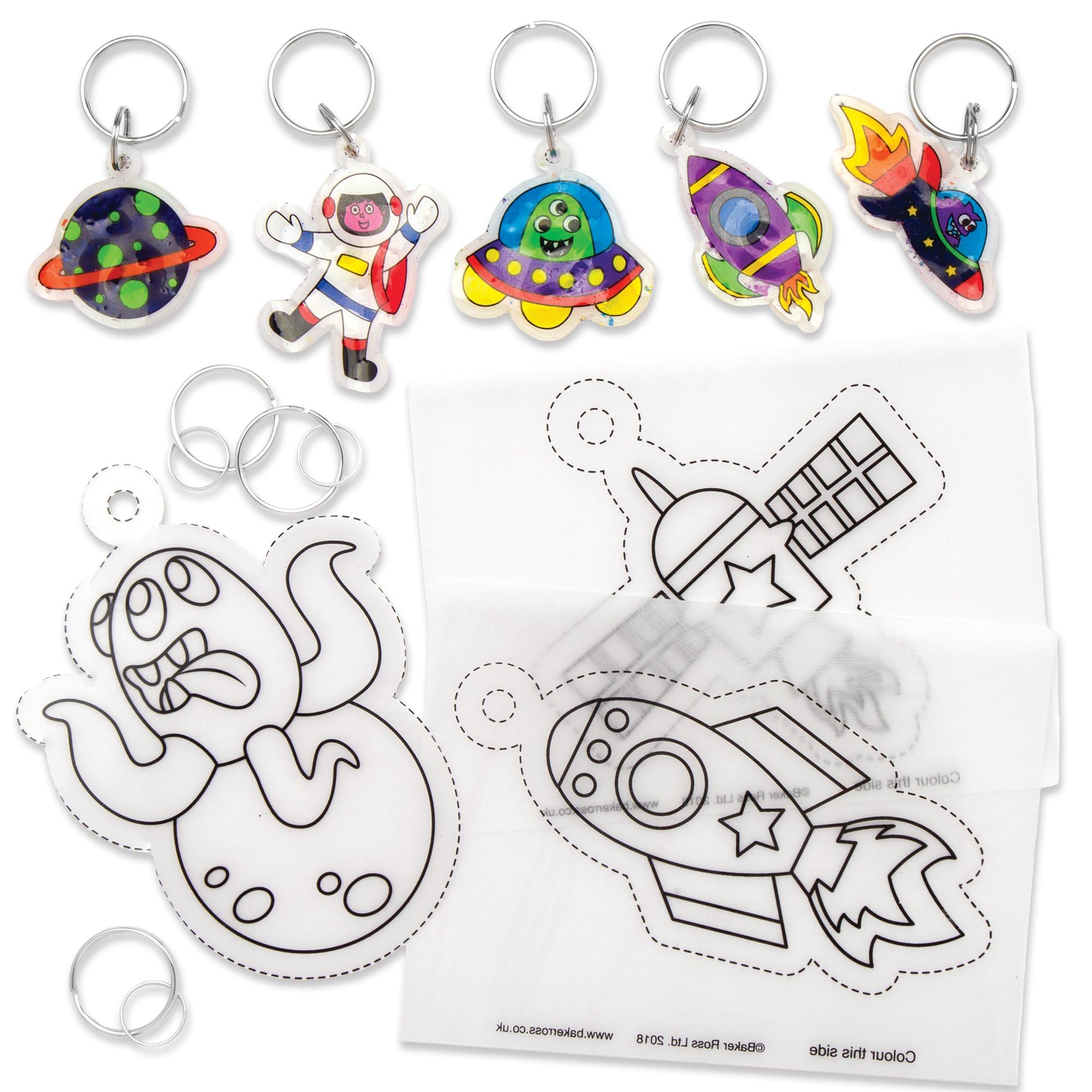 Baker Ross Solar System Super Shrink Keyrings - Pack of 8 | Arts & Crafts Kit | Kids Age 5+ 1