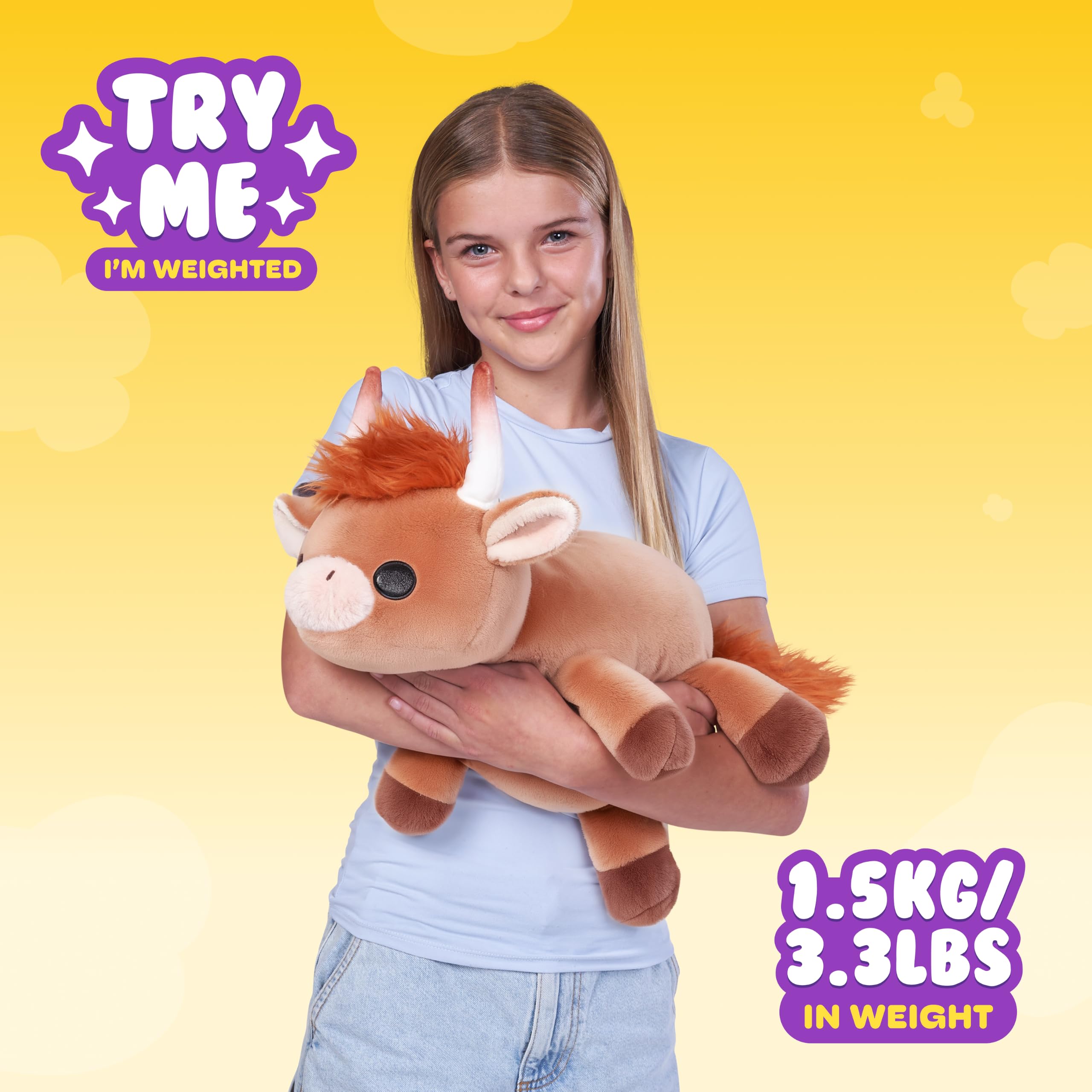 Hug-A-Lumps Holly Cow Soft Doll - Medium, Weighted Plush for Stress Relief 4