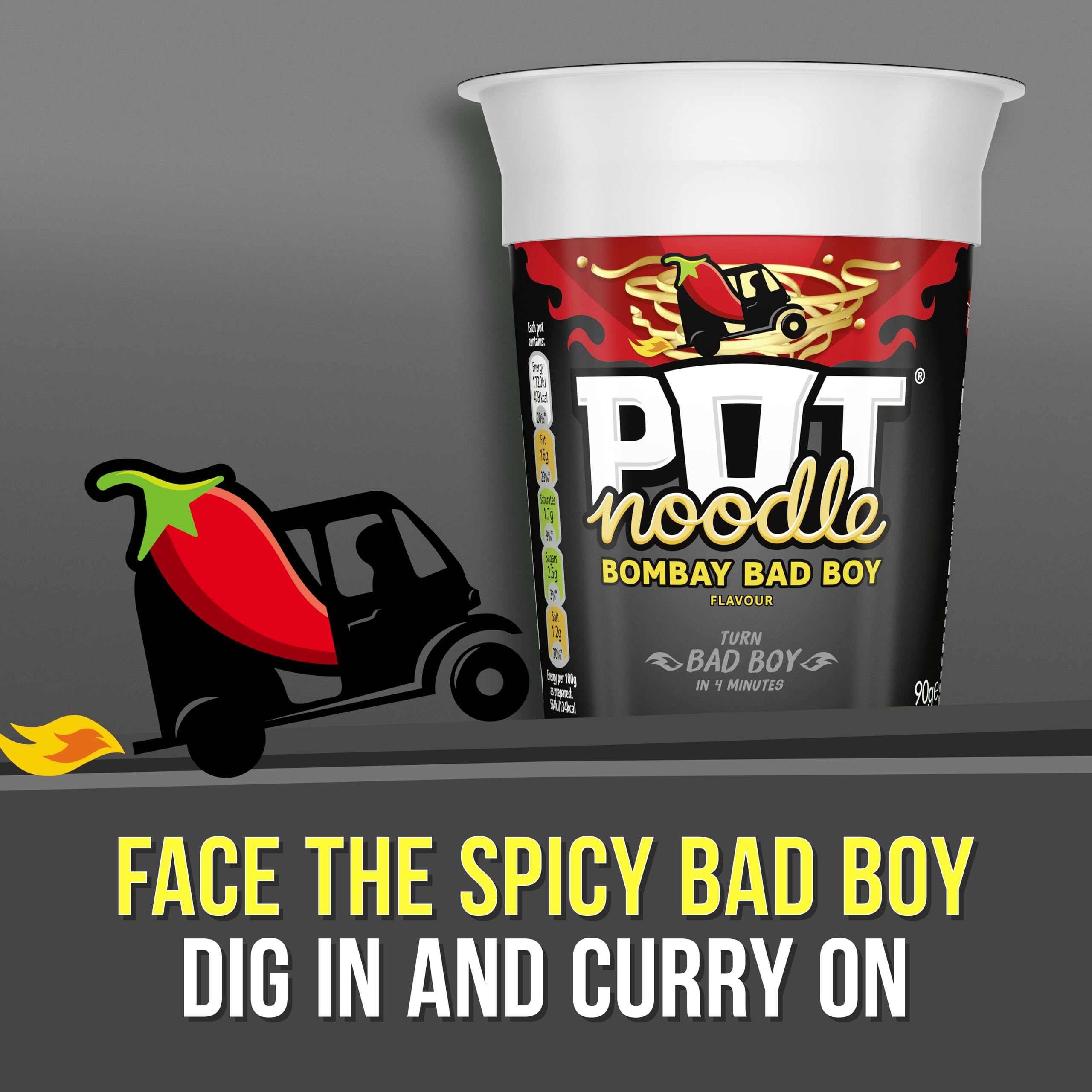 Pot Noodle Bombay Bad Boy Instant Vegan Noodles - Standard Pot 90g | Ready in 4 Mins 5