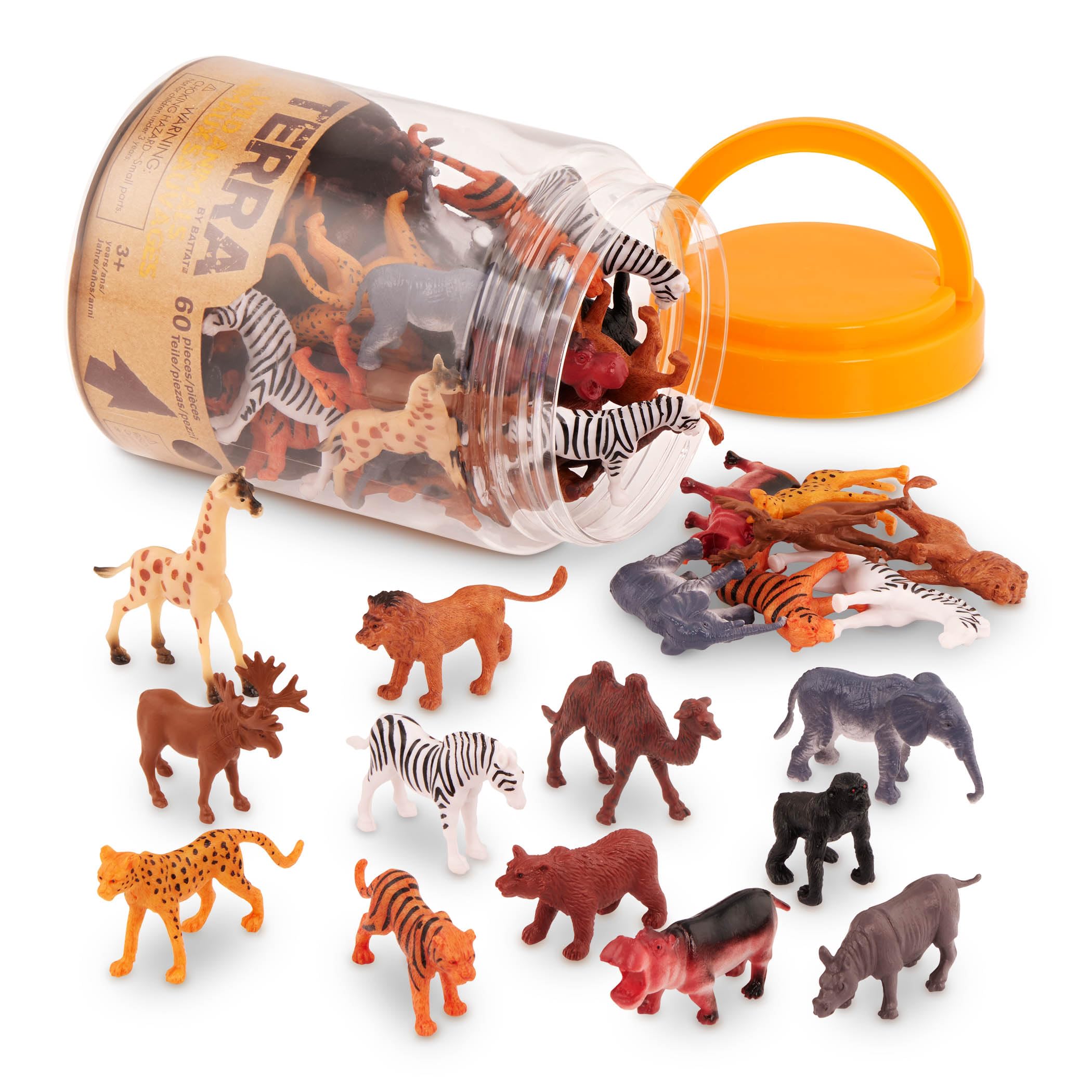 Terra by Battat - 60 Piece Wild Creatures Tube Miniature Animal Figurines | Ages 3+ 1
