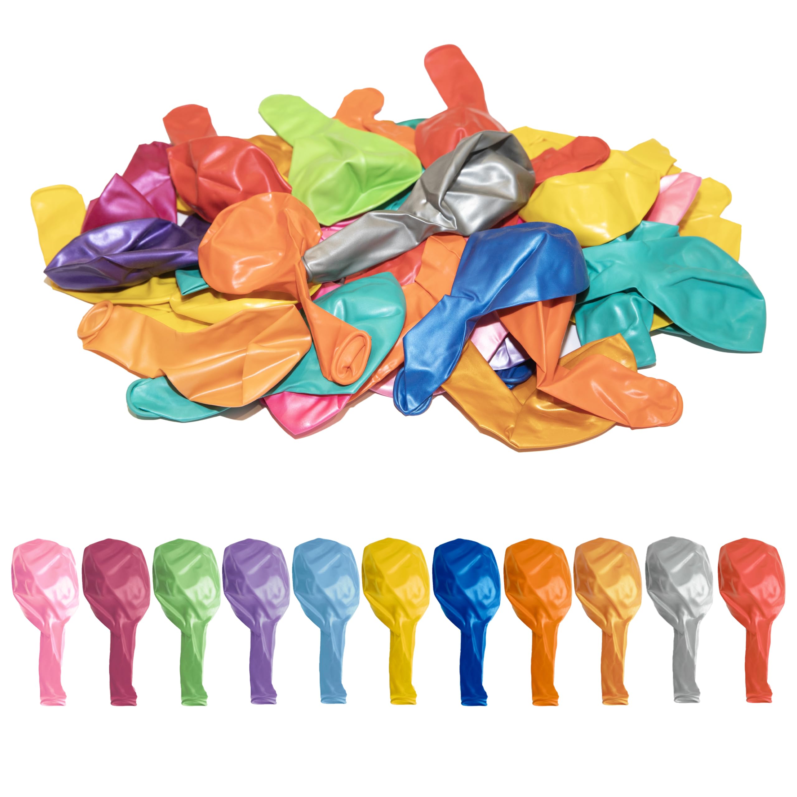 SHATCHI Rainbow Balloons 50 Pack - 12 Inch Metallic Latex Party Decorations 9