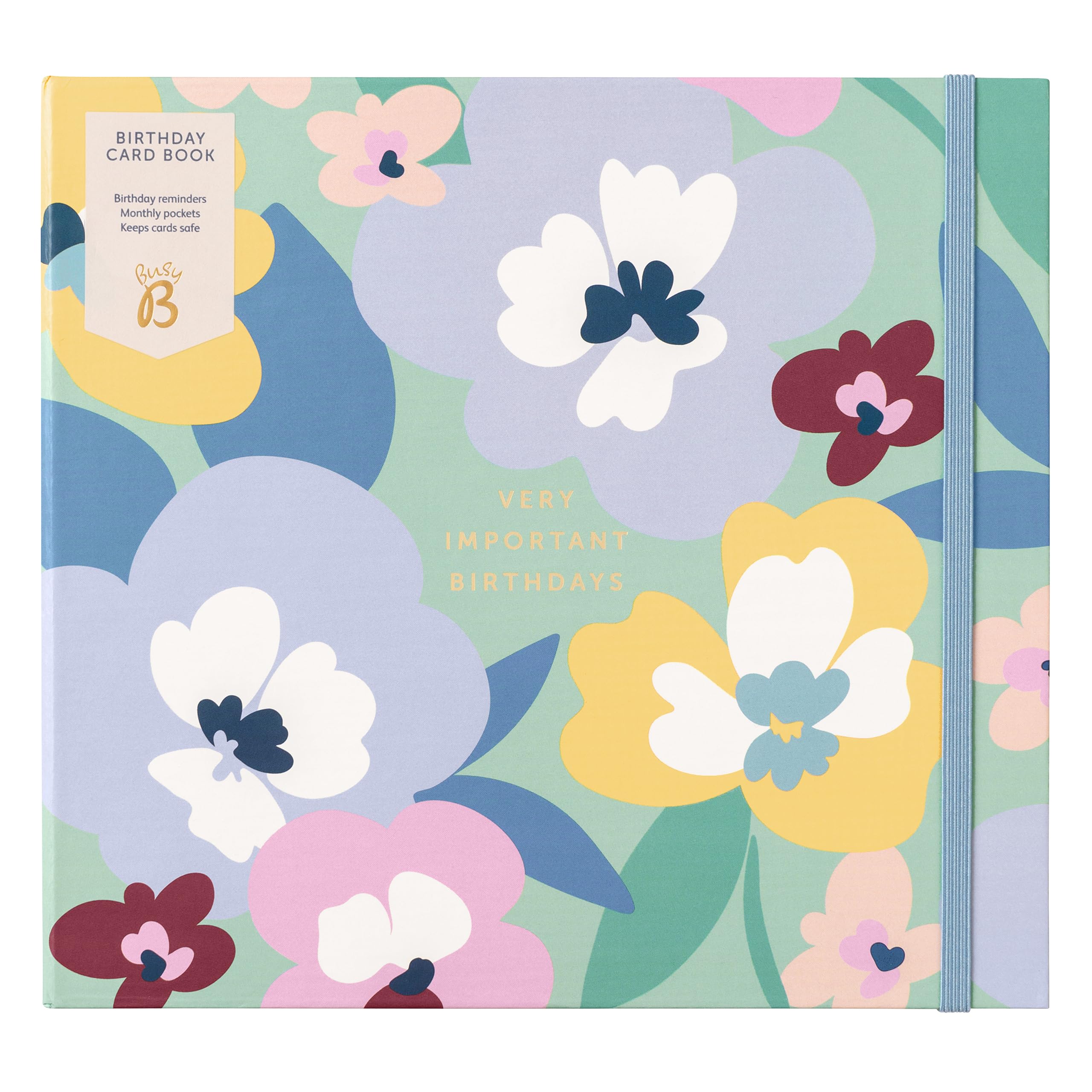 Busy B Multicoloured Floral Birthday Card Book - 13 Storage Pockets | Spiral-Bound | FSC Certified 1