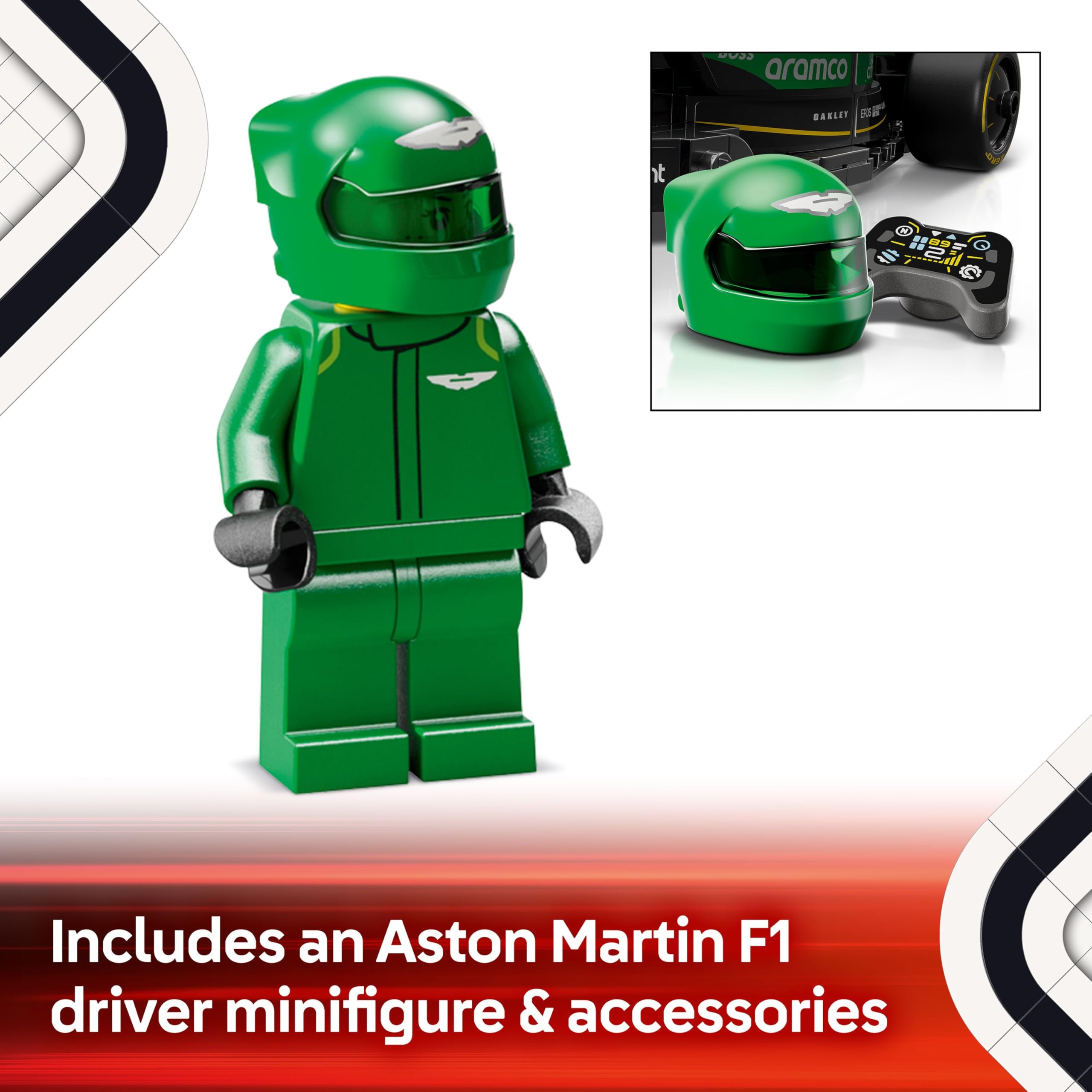 LEGO Speed ​​Champions Aston Martin Aramco F1 AMR24 Rennwagen-Spielzeug – Bauset mit Fahrer-Minifigur für Kinder ab 10 Jahren 14