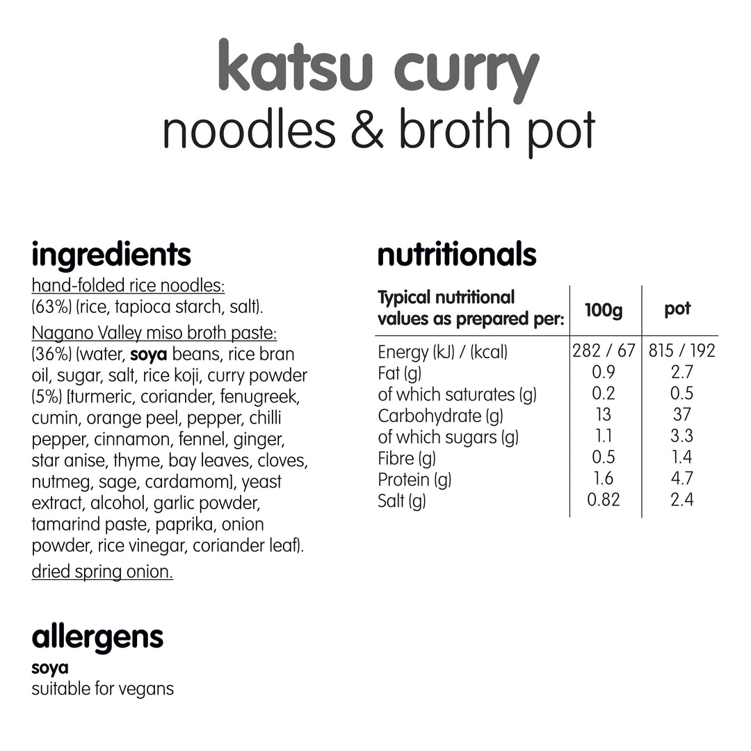 Itsu Katsu Curry Instant Noodles & Broth Pot 63g - Pack of 6 | Gluten Free | Vegan | Quick-to-Make Meal
