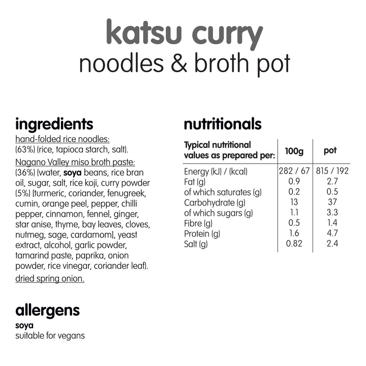 Itsu Katsu Curry Instant Noodles & Broth Pot 63g - Pack of 6 | Gluten Free | Vegan | Quick-to-Make Meal