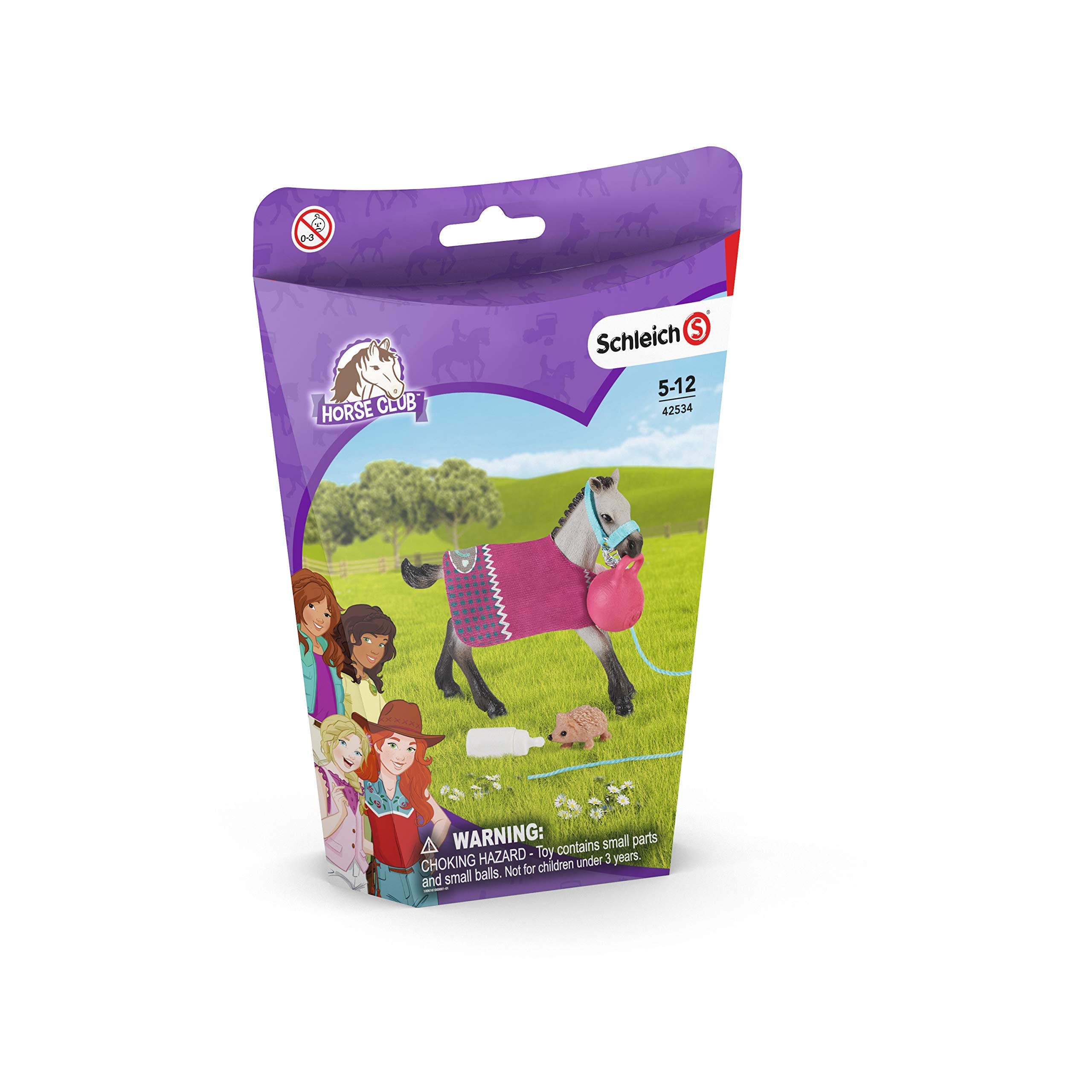 Schleich 42534 Horse Club Playful Foal - Interactive Foal with Play Ball & Hedgehog Friend 5