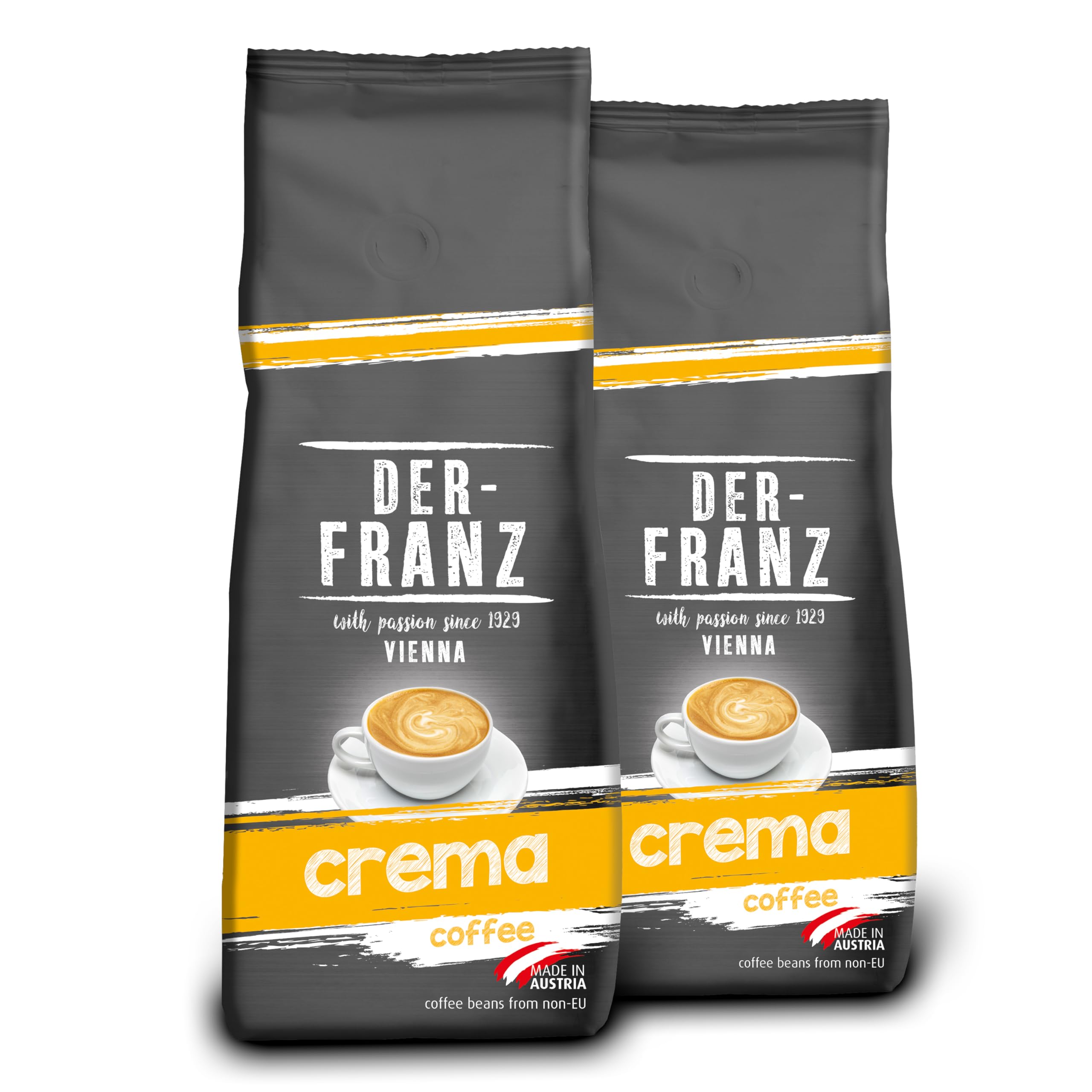 Der-Franz Crema Ground Coffee - 100% Arabica Blend | Intensity 4/5 | 2 x 500g Pack