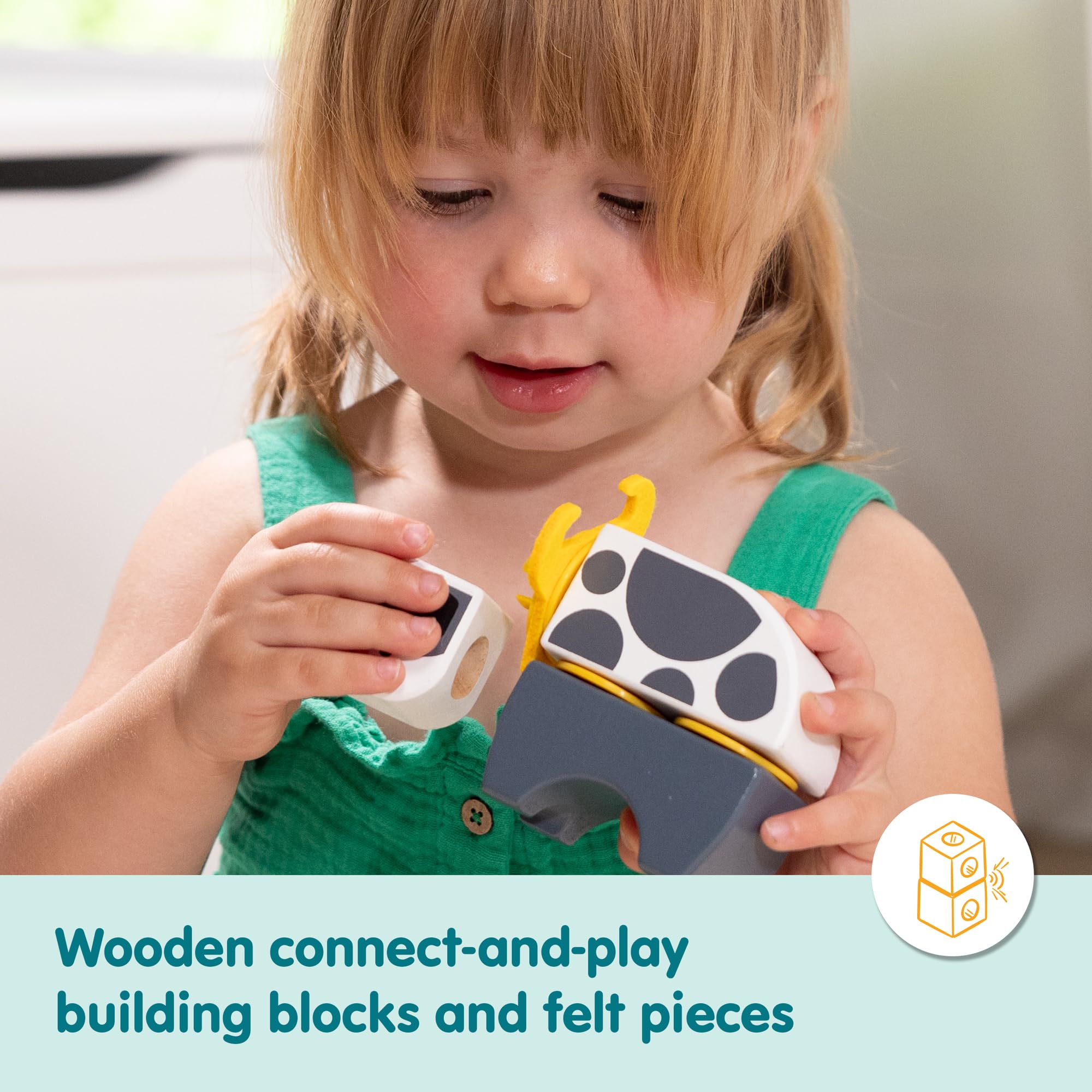 Melissa & Doug Blockables Farm Snap And Play Connectable Wooden Blocks Set for Ages 2+ 8