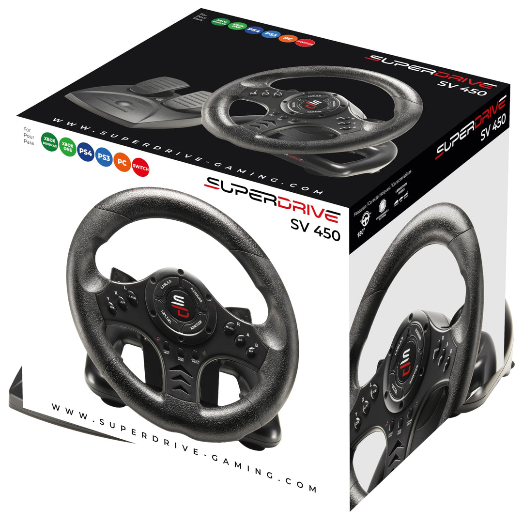 Superdrive SV450 Racing Steering Wheel with Pedals & Paddle Shifters for Xbox, PS4, Switch, PC
