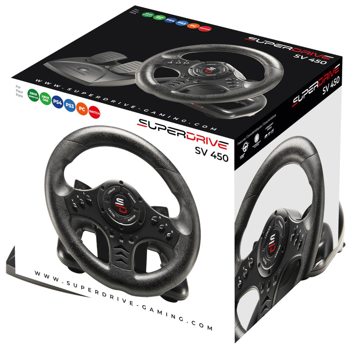 Superdrive SV450 Racing Steering Wheel with Pedals & Paddle Shifters for Xbox, PS4, Switch, PC