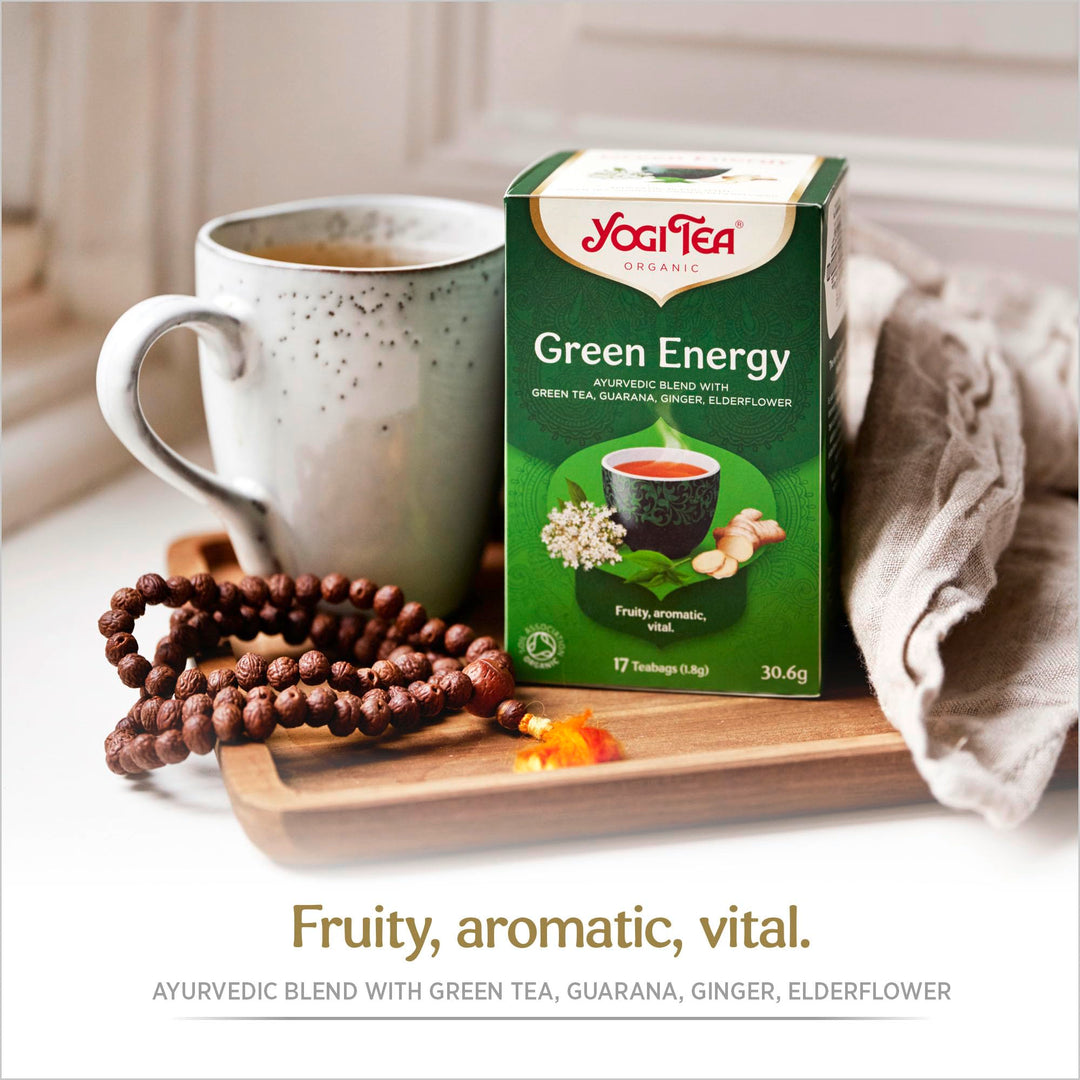 YOGI TEA - Green Energy Organic Herbal Tea, Blend of Green Tea, Guarana, Ginger and Elderflower, 6 Packs x 17 Tea Bags (102 Total)
