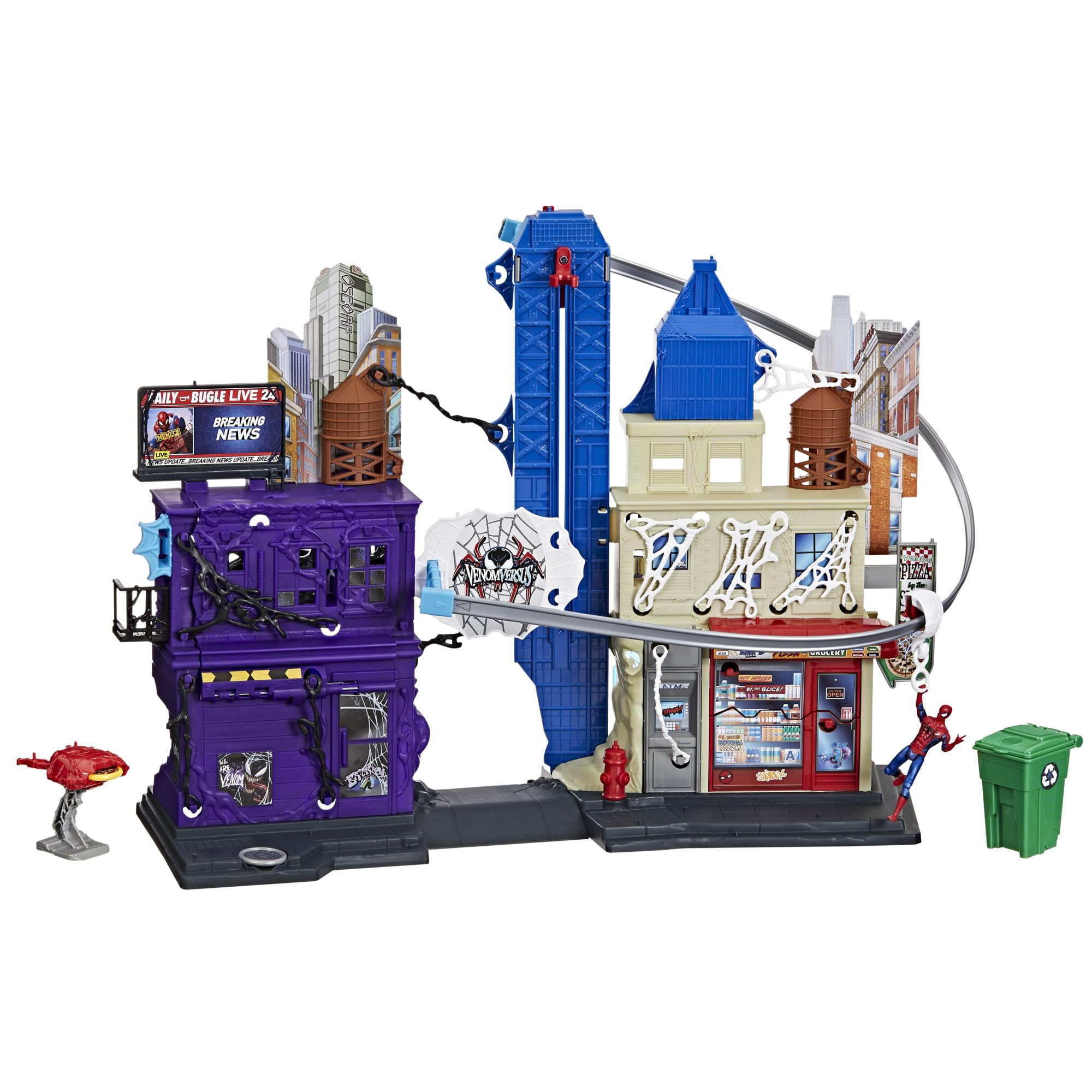 SPIDER-MAN VenomVersus Web Slinging City Playset - Over 18 Inches Tall | 30+ Features | Ages 4+ 1