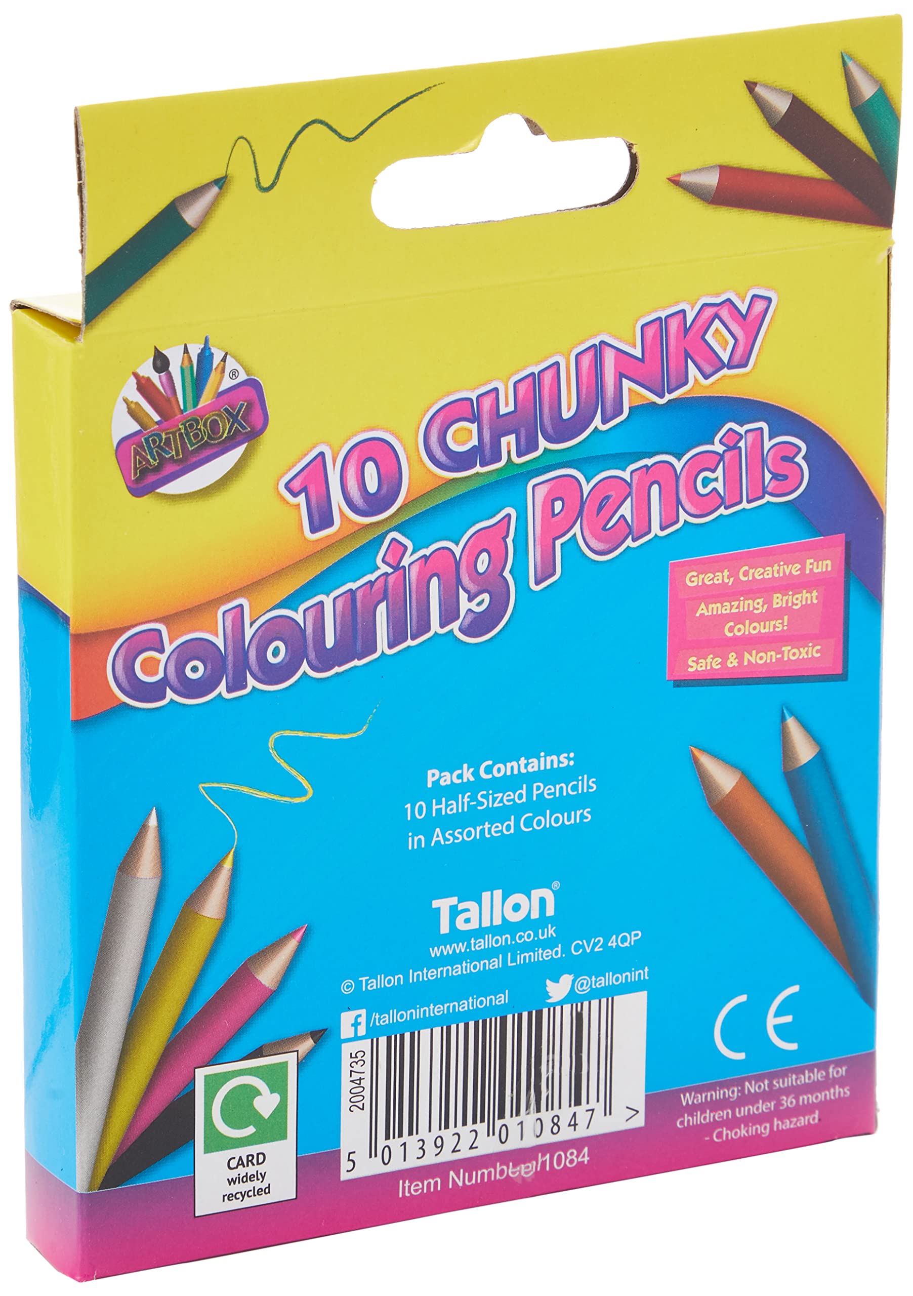 ART BOX 1/2 Size Chunky Colouring Pencils - 10 Count Pack | HB Hardness | Wood Material
