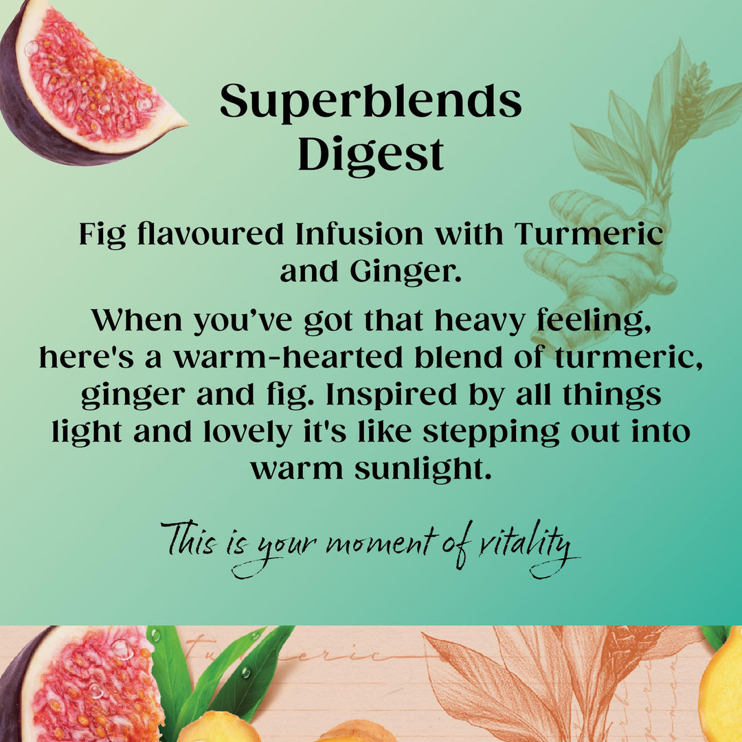 Twinings Superblends Digest - Ginger & Turmeric Herbal Infusion with Fig, 80 Biodegradable Tea Bags