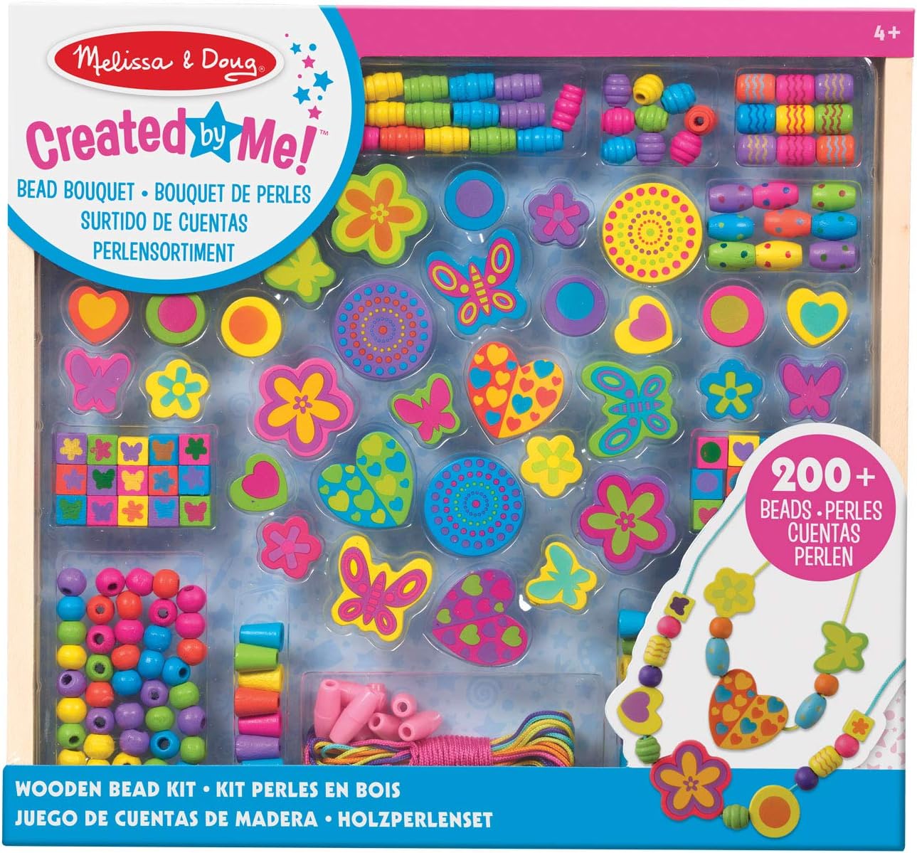 Melissa & Doug Wooden Bead Bouquet - Jewelry Making Craft Kit for Kids 4-8