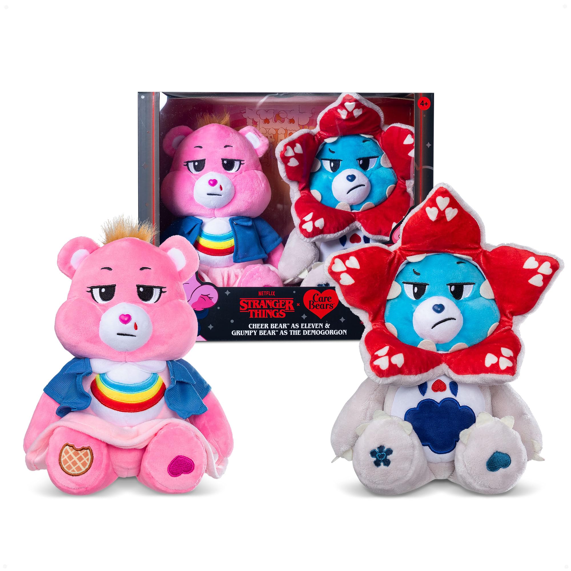 Care Bears Stranger Things 2-Pack Boxed Set - Cheer Bear (Eleven) & Grumpy Bear (Demogorgon) | 11.81in Plush