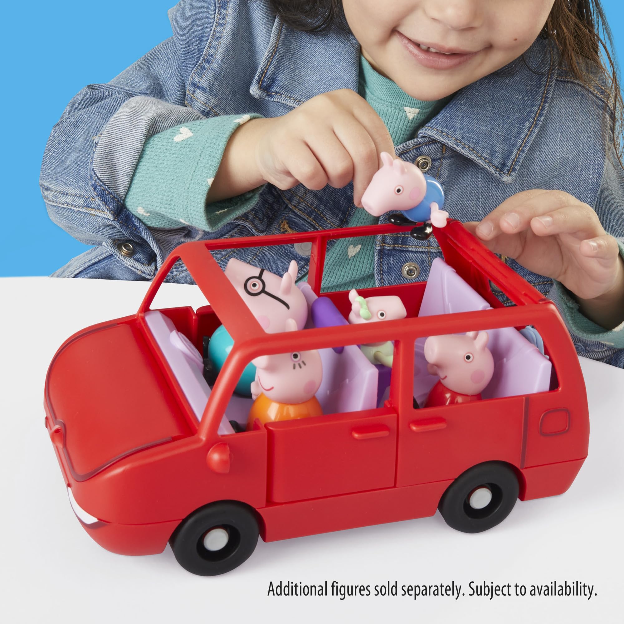 Peppa Pig Peppa's Big Family Car Playset - Red | Includes Peppa & Baby Evie Figures | Ages 3+ 4