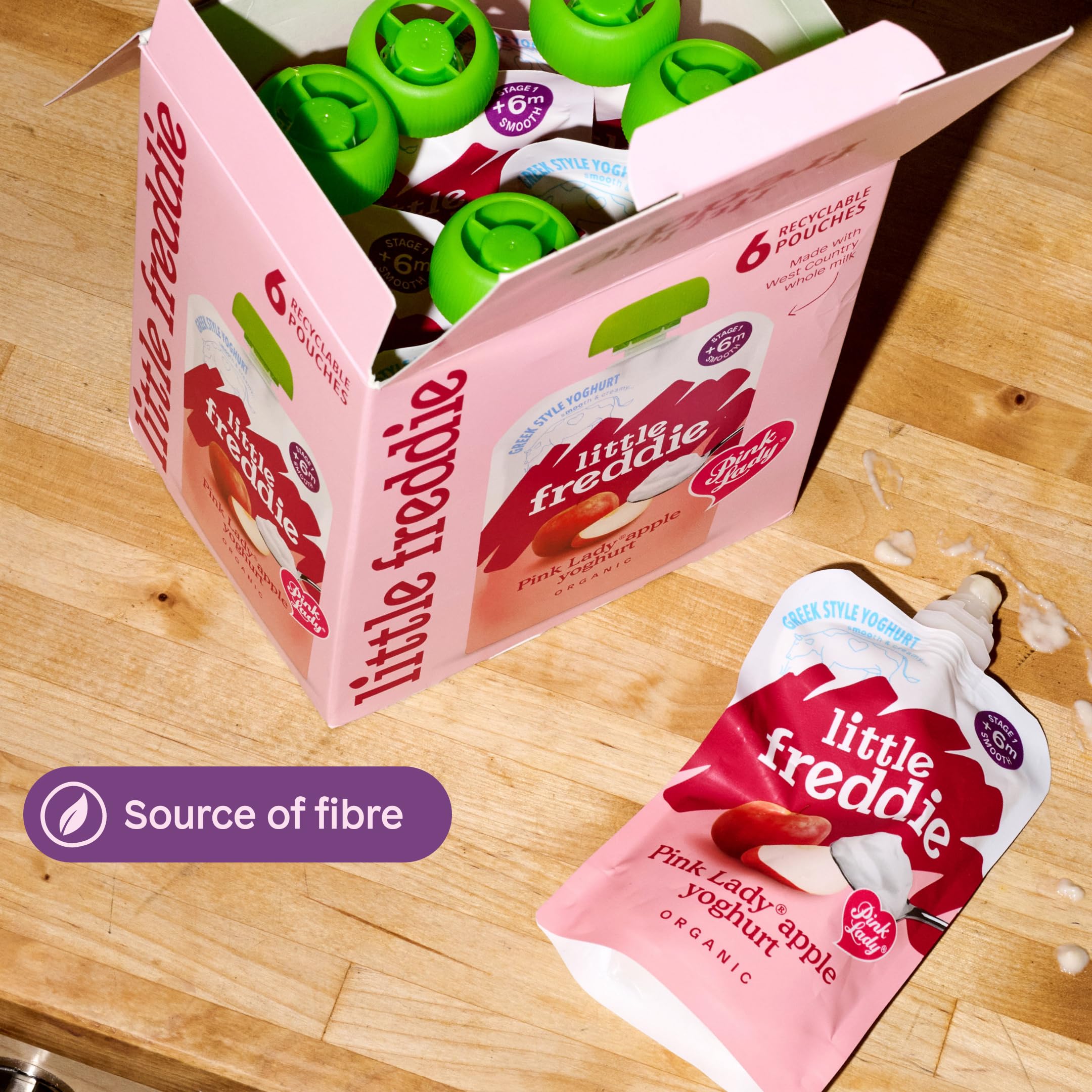Little Freddie Organic Pink Lady Apple Yoghurt Pouches - 18 x 100g Bundle 4