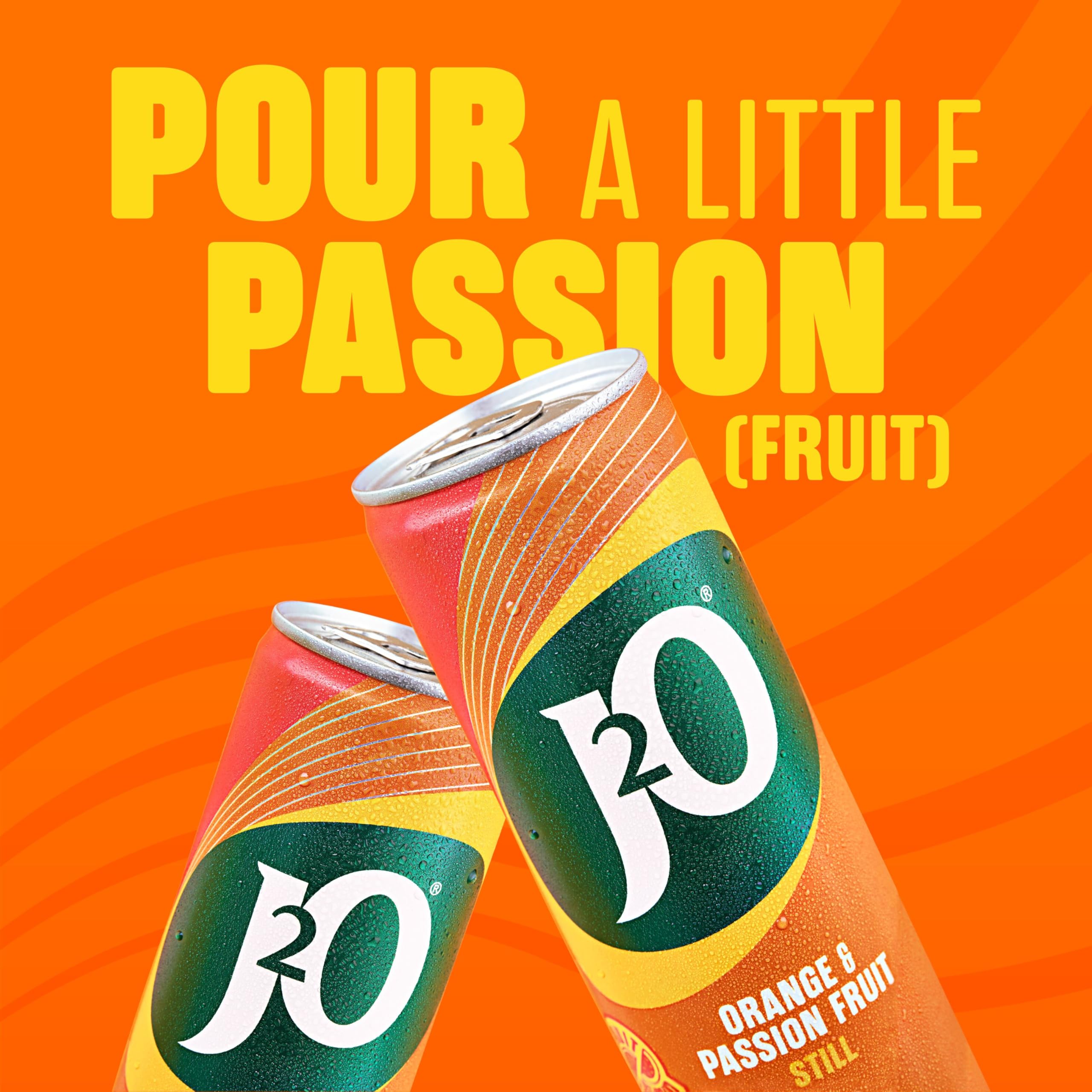 J2O Orange & Passion Fruit Juice - 4 x 250ml Cans | Low Calorie 3
