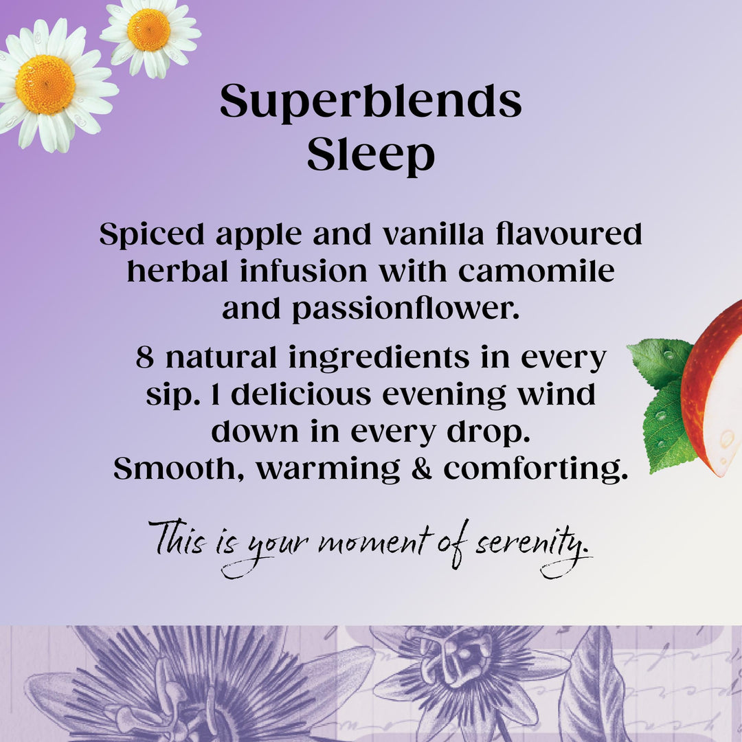 Twinings Superblends Sleep Tea - Spiced Apple & Vanilla Herbal Infusion with Camomile & Passion Flower - 40 Biodegradable Tea Bags