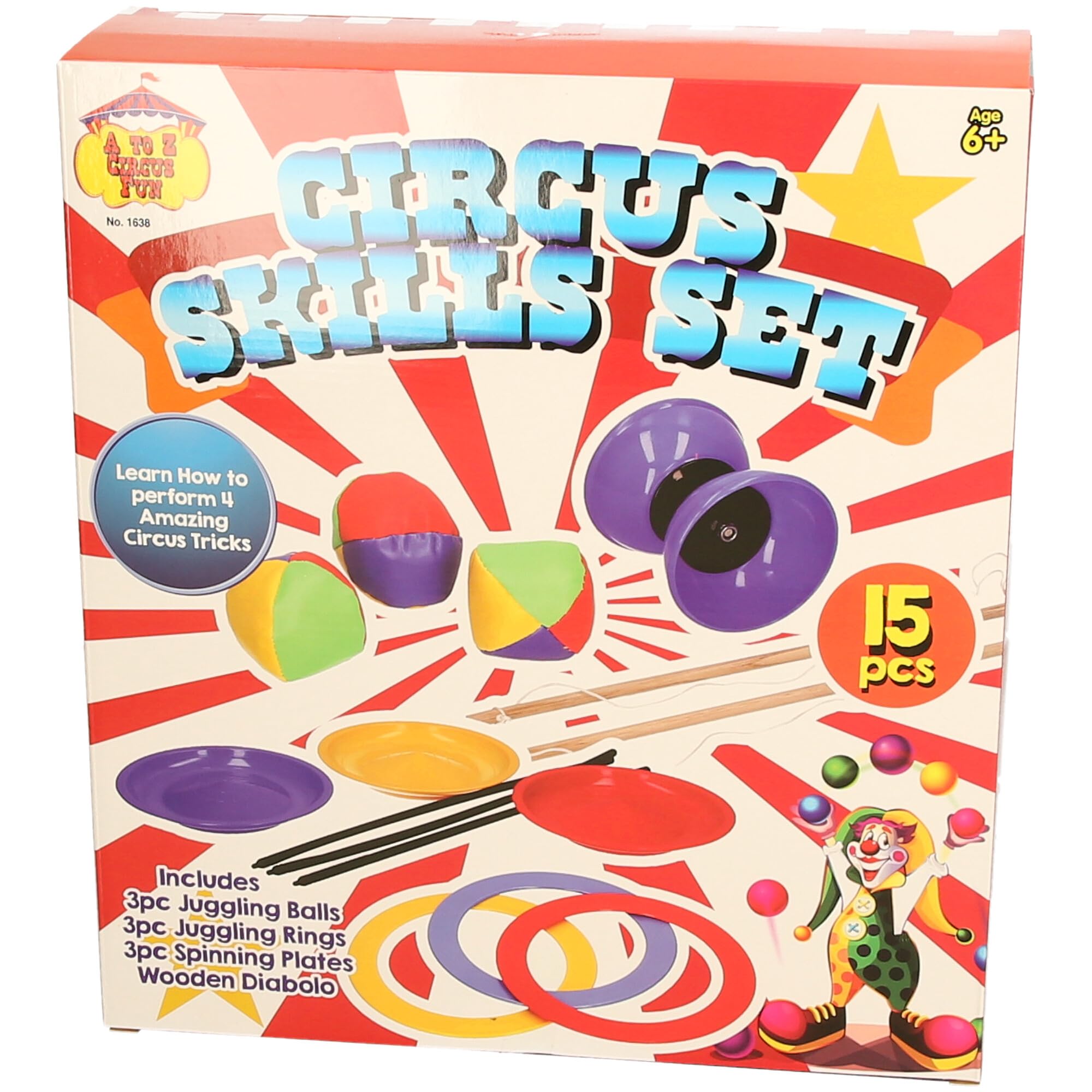 Tent Fun Circus Skills Set - 15-Piece Juggling & Spinning Toys for Kids 6+ 9