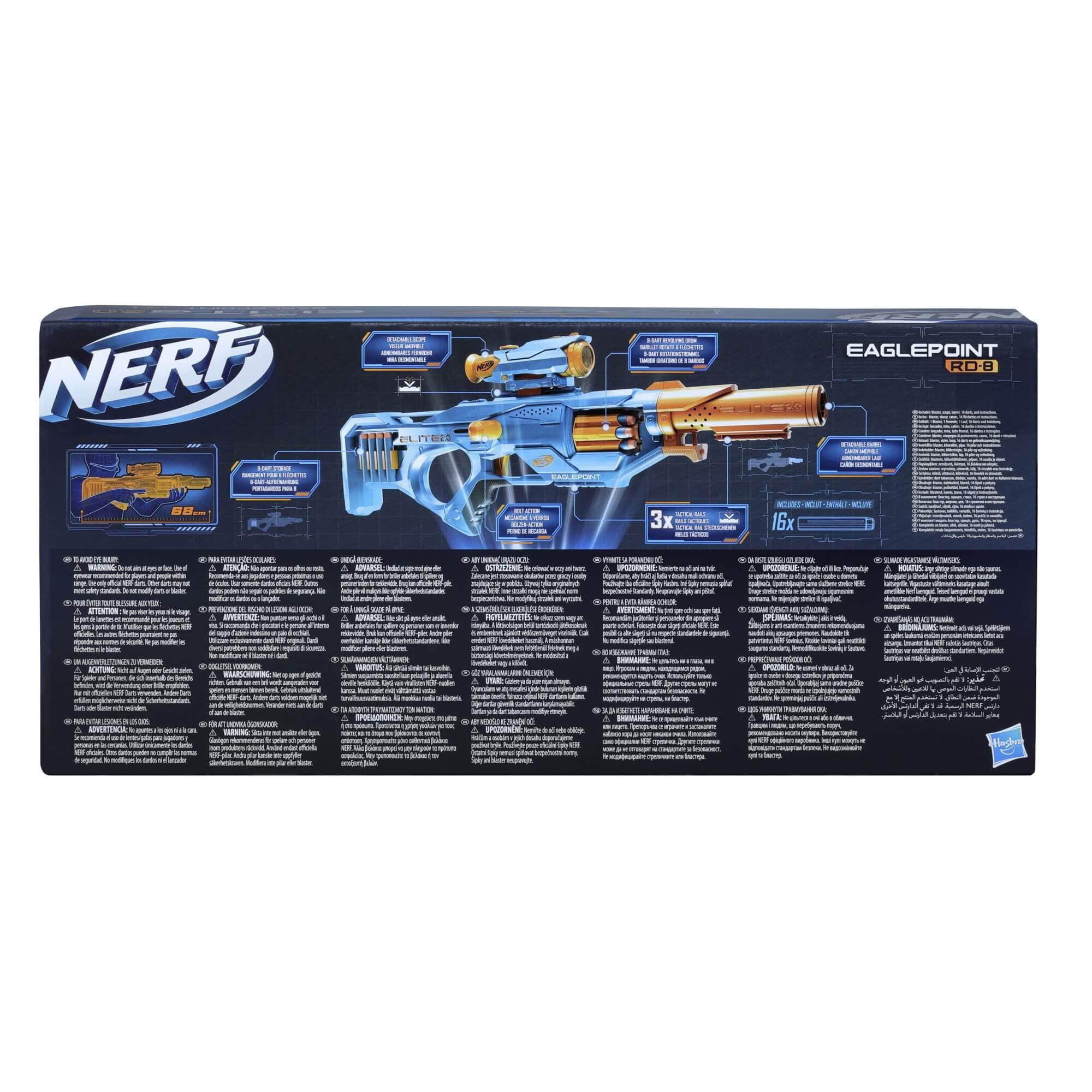Nerf Elite 2.0 Eaglepoint RD-8 Blaster - 8-Dart Drum, Detachable Scope, 16 Darts, Bolt Action 8