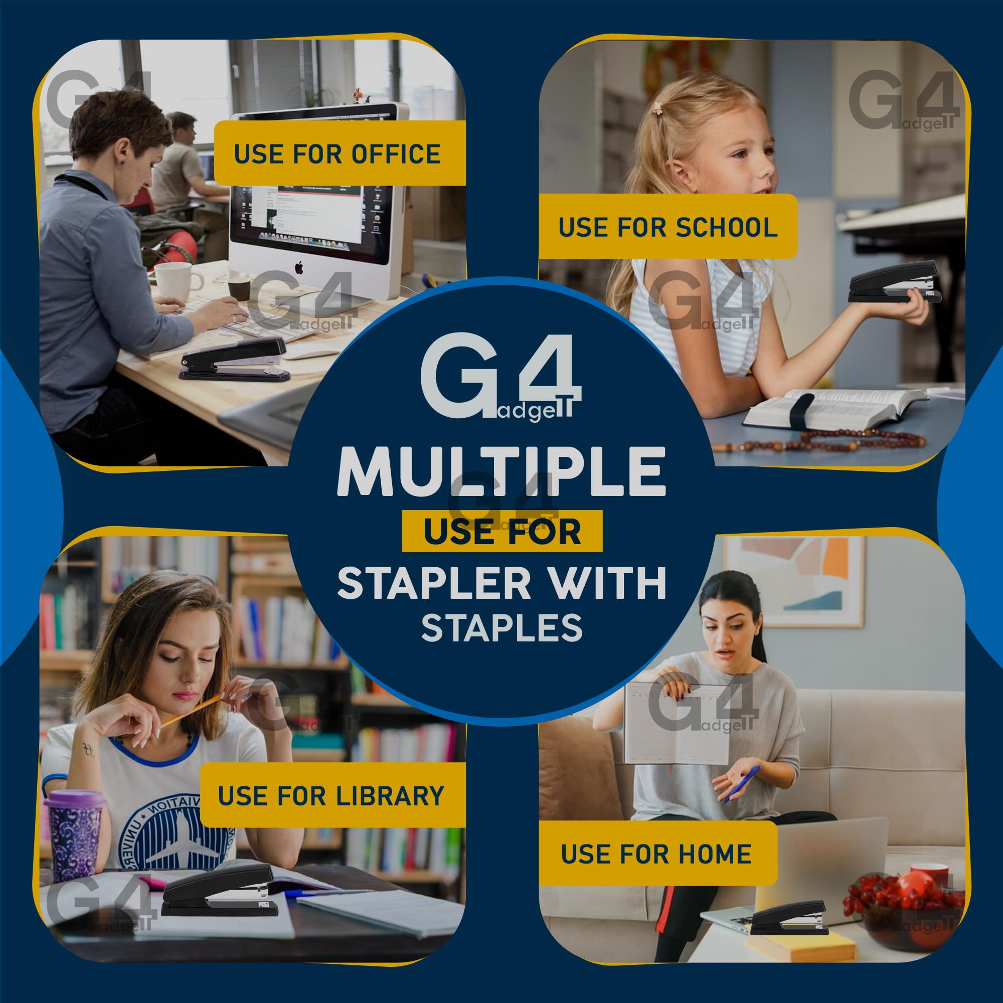 G4GADGET Desktop Stapler - 20 Sheet Capacity, Anti-Jam Mechanism | Includes 5000 Staples 4